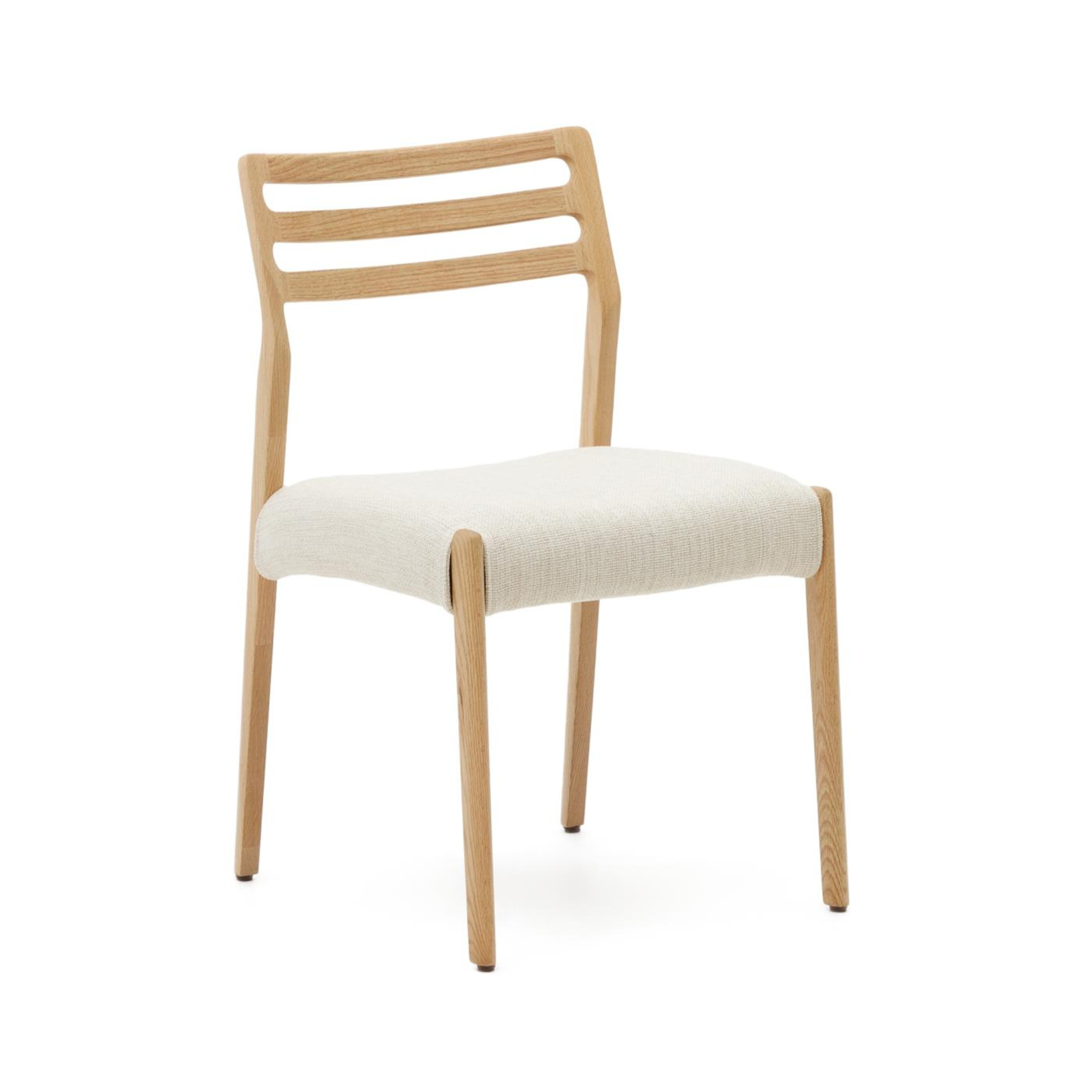 CUDIA Stuhl beige Chenille mit Eichengestell