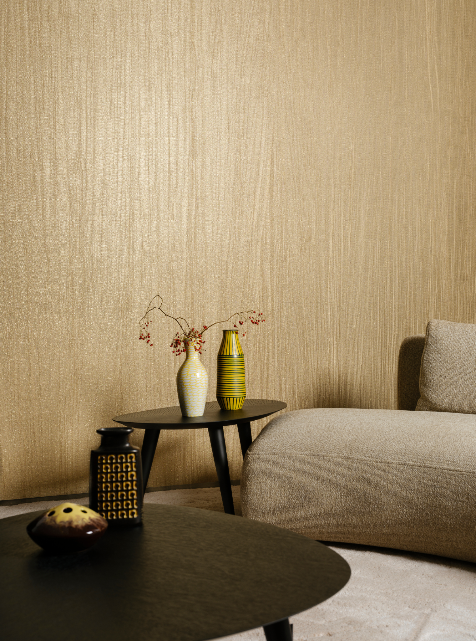 Textil-Tapete mit offenem Gewebe PRISTINE gold