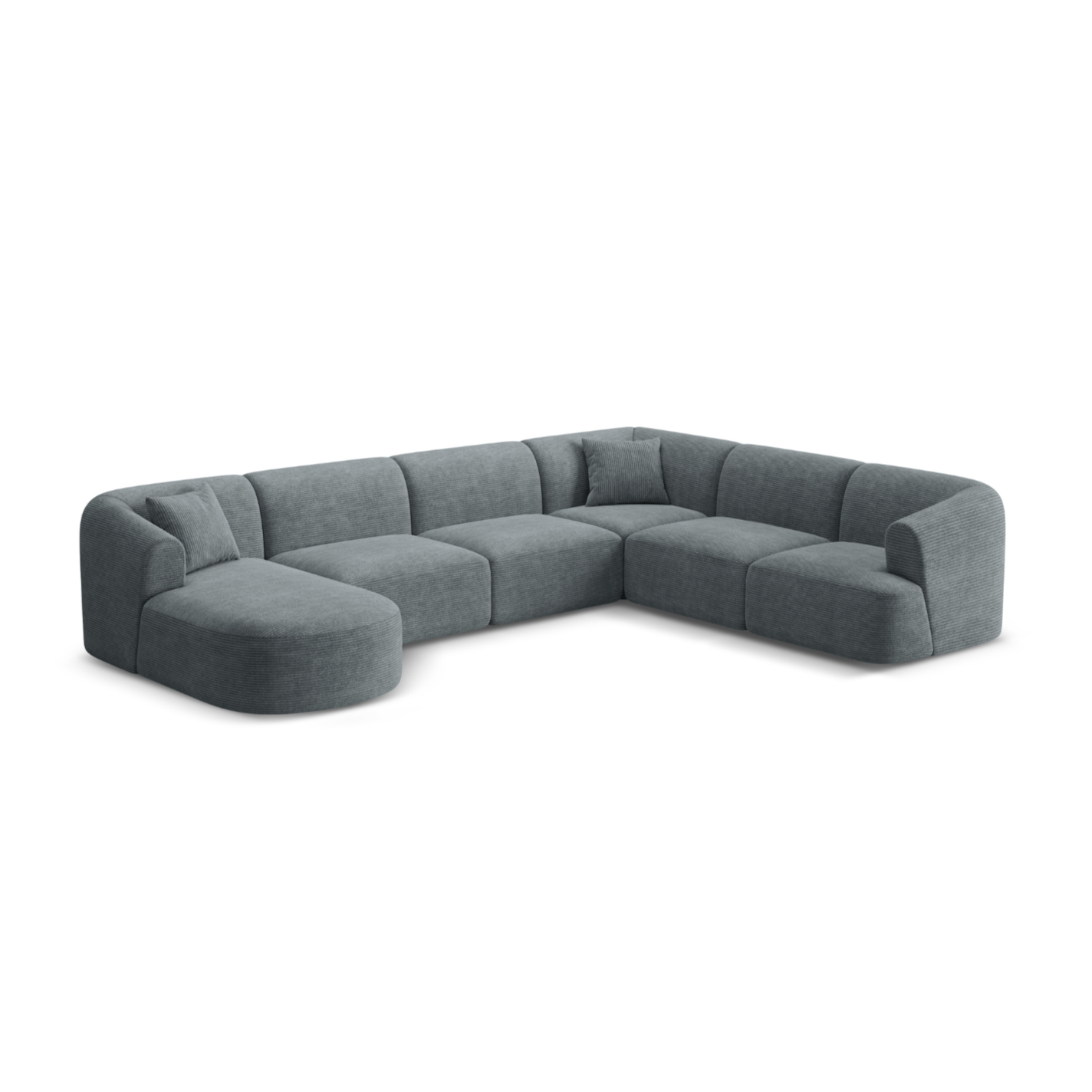 Right-facing panoramic corner sofa for 7 people CAMPI gray corduroy