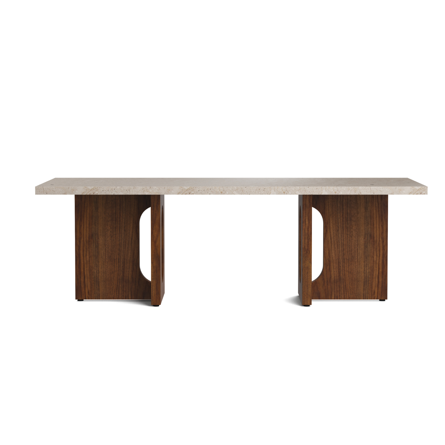 ANDROGYNE coffee table beige marble with walnut base