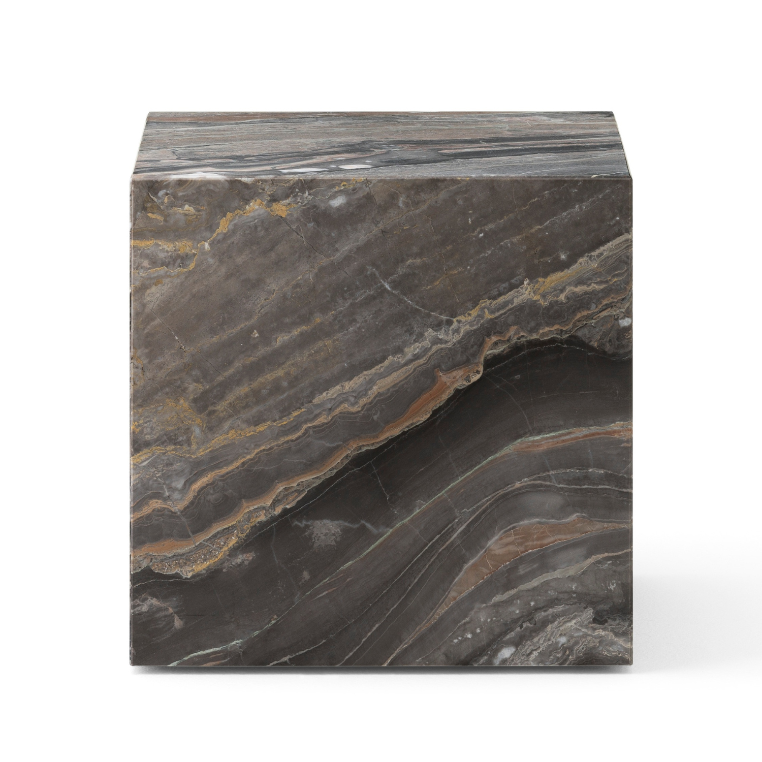 PLINTH CUBIC Side Table Gray Marble