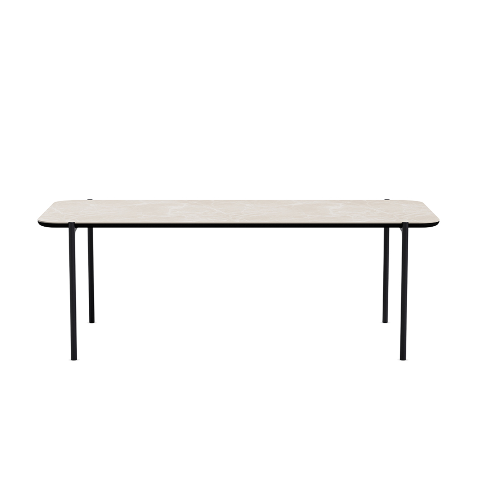 Rectangular Side Table SAVOYE Beige Ceramic with Black Base