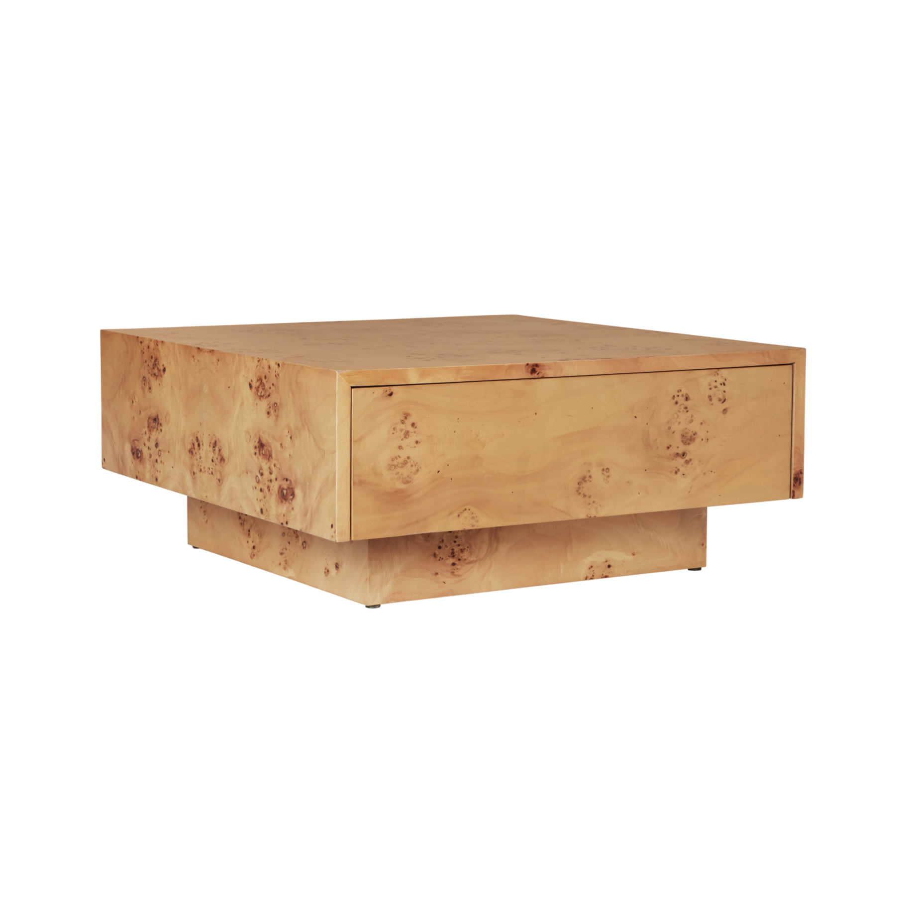 Couchtisch mit Schublade BURL Furnier aus Pappelholz