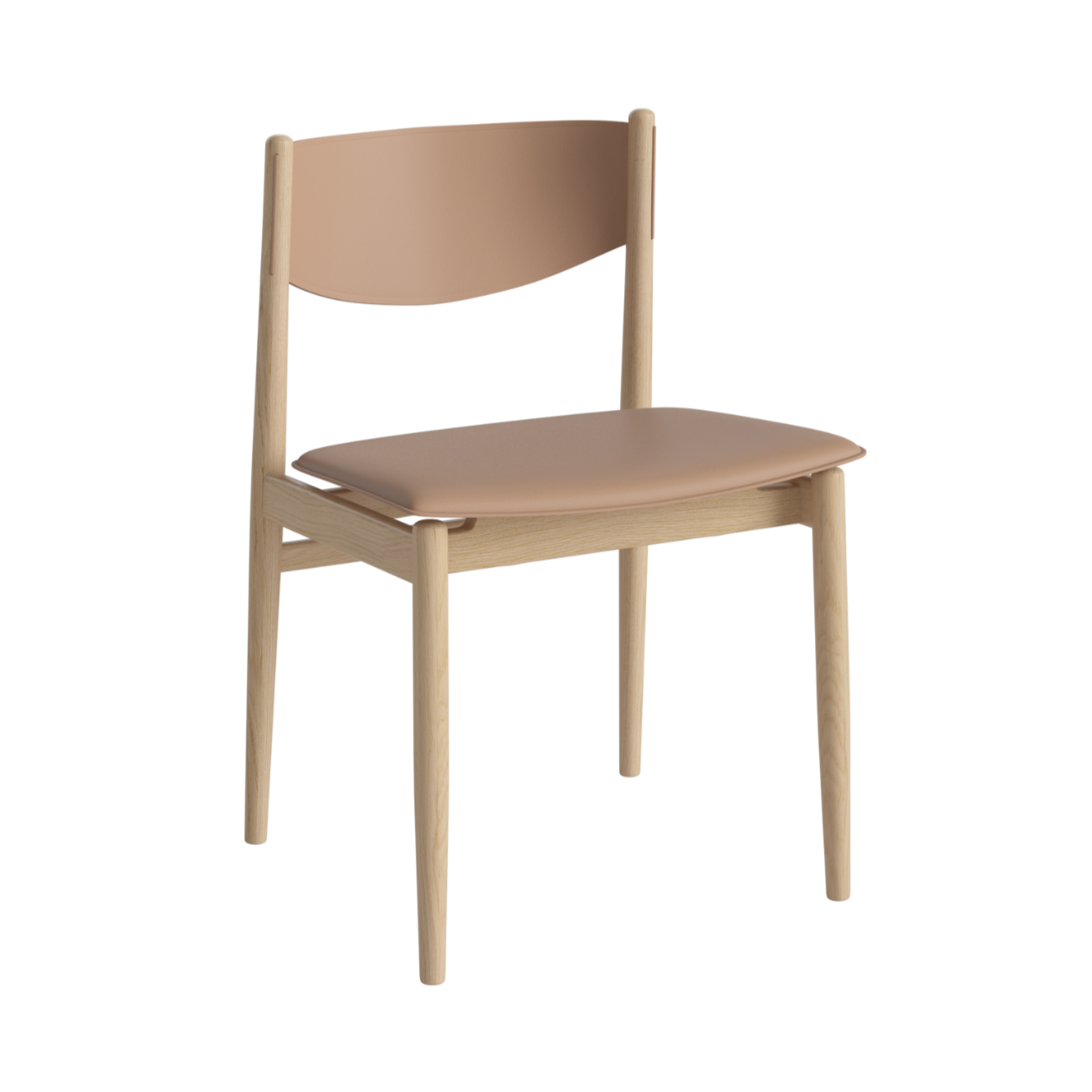 Apelle chair beige leather with a whitewashed base