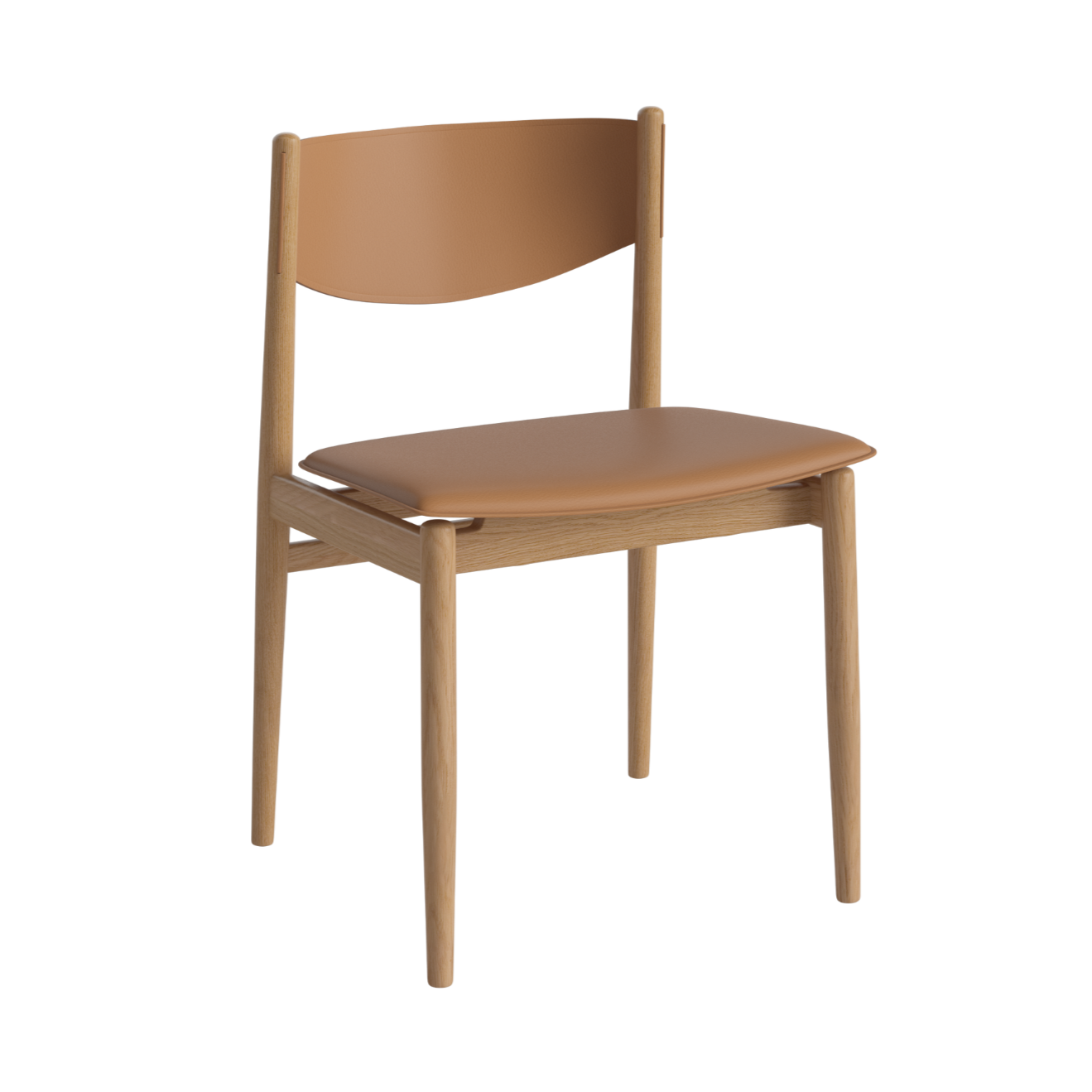 Apelle Chair Cognac Leder mit einer Eichenbasis