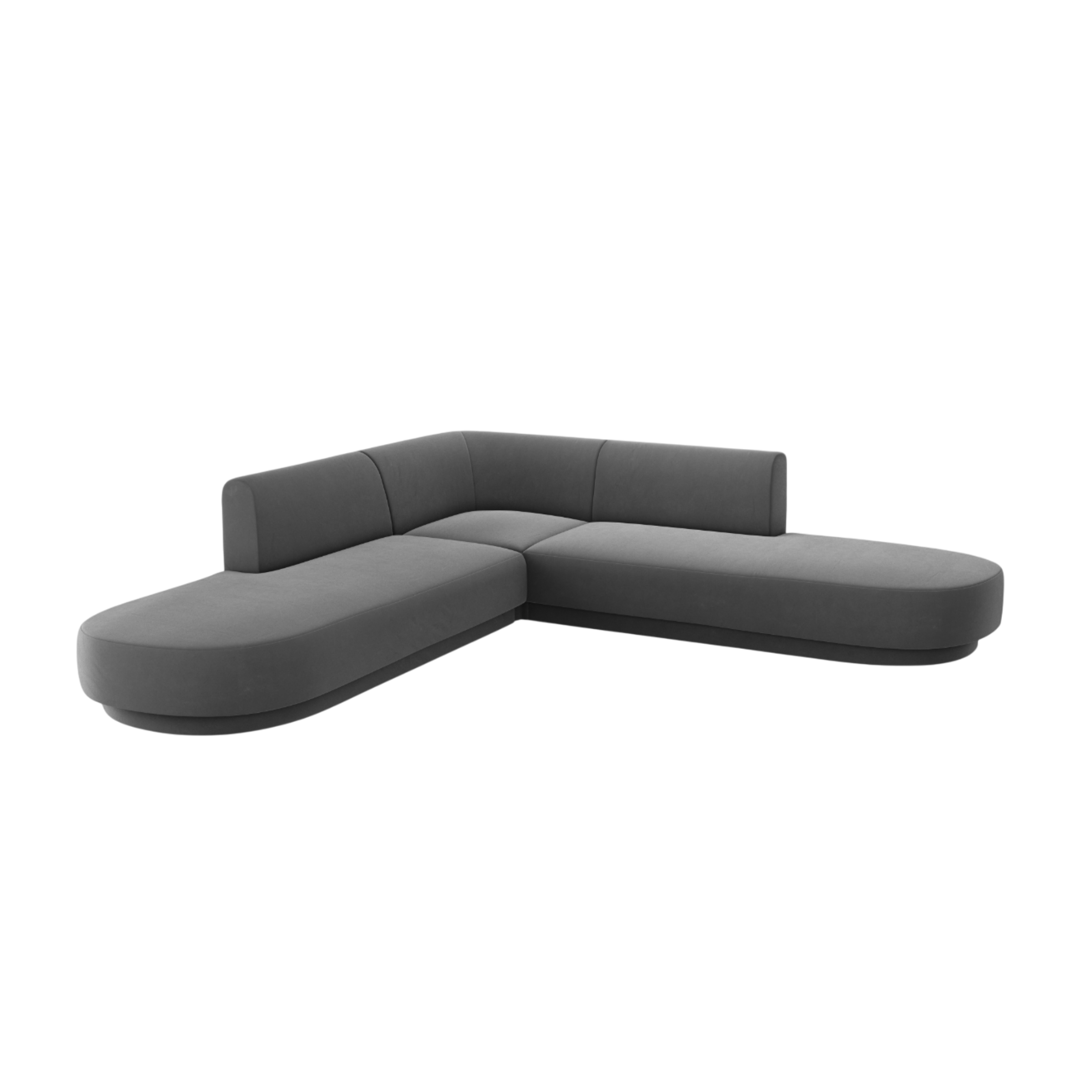 Samt-Ecksofa symmetrisch offen MILEY dunkelgrau [Monika verbessert]