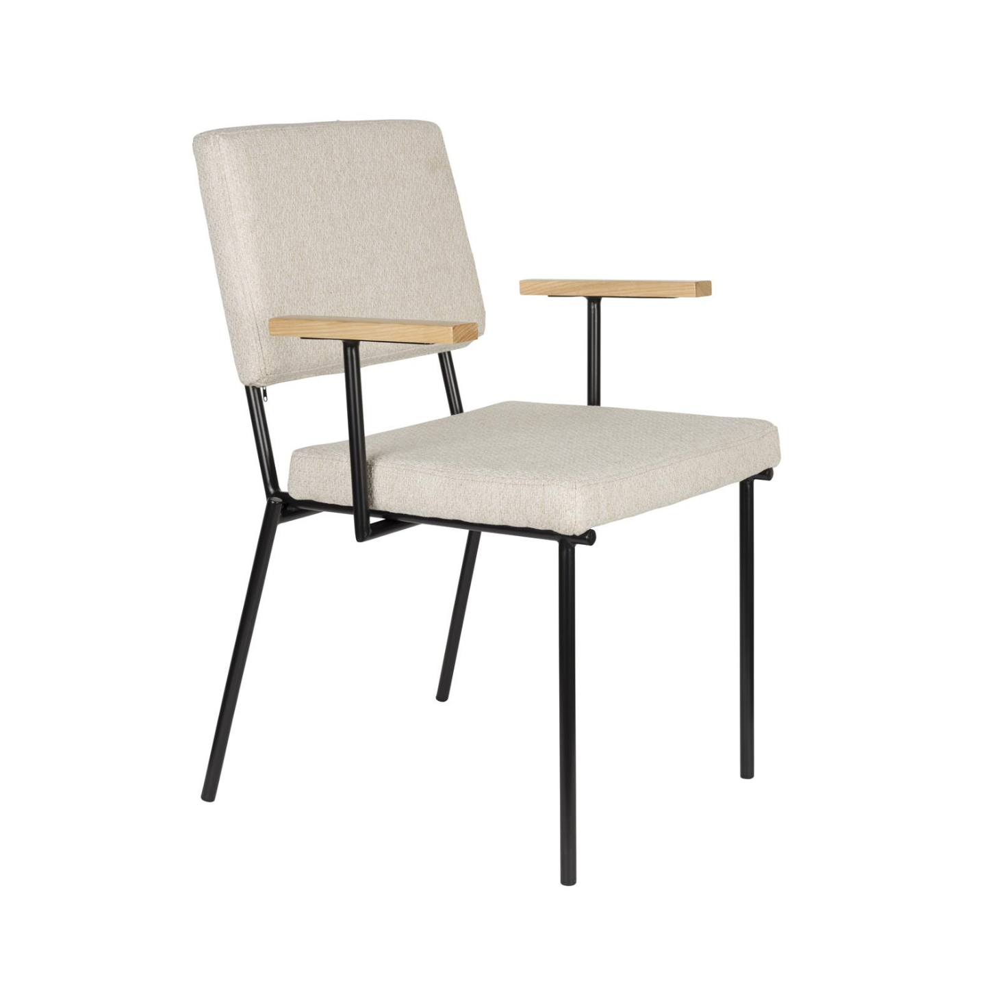 Chair with fellow beige armrests with a black base