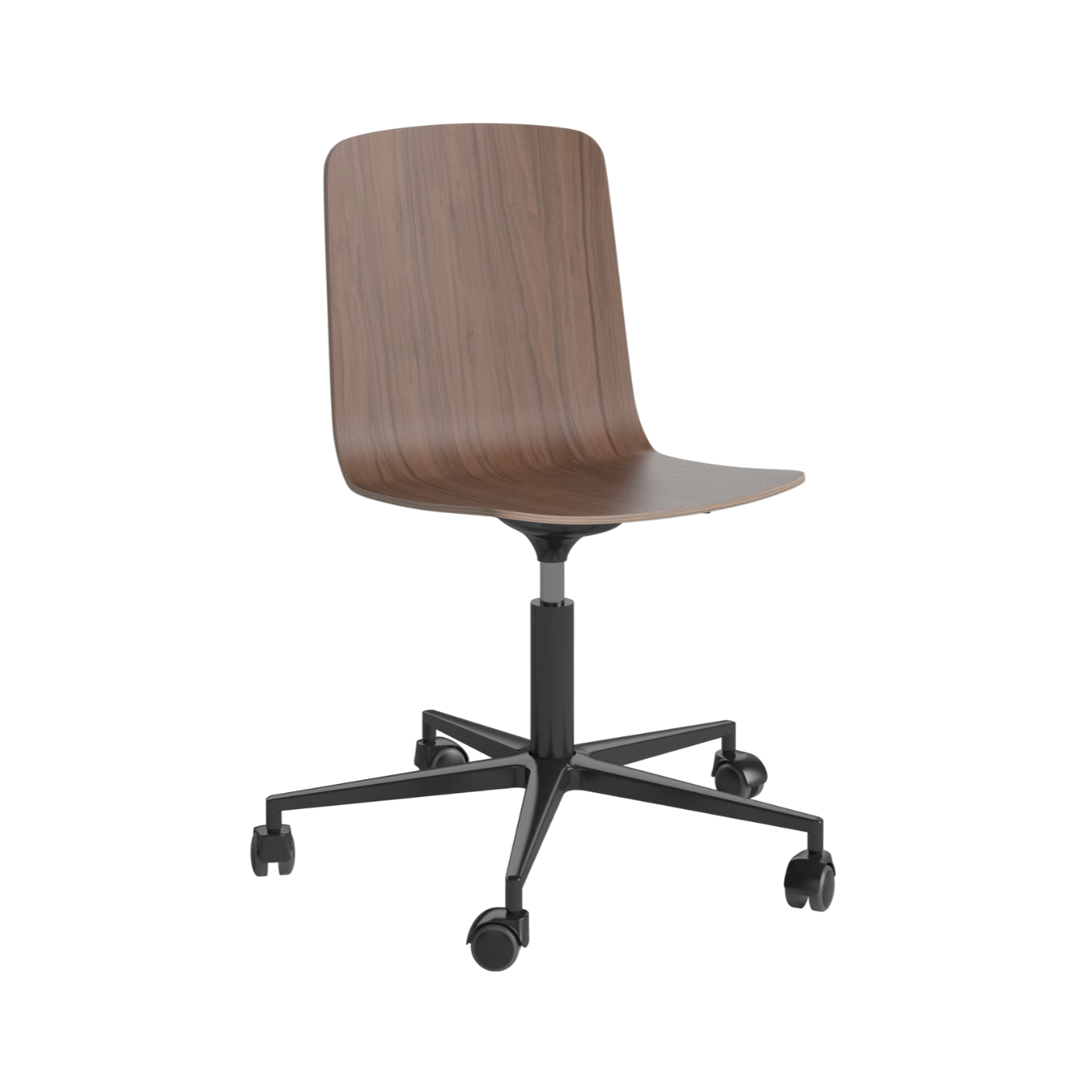 Palm office chair nut veneer with a metal base