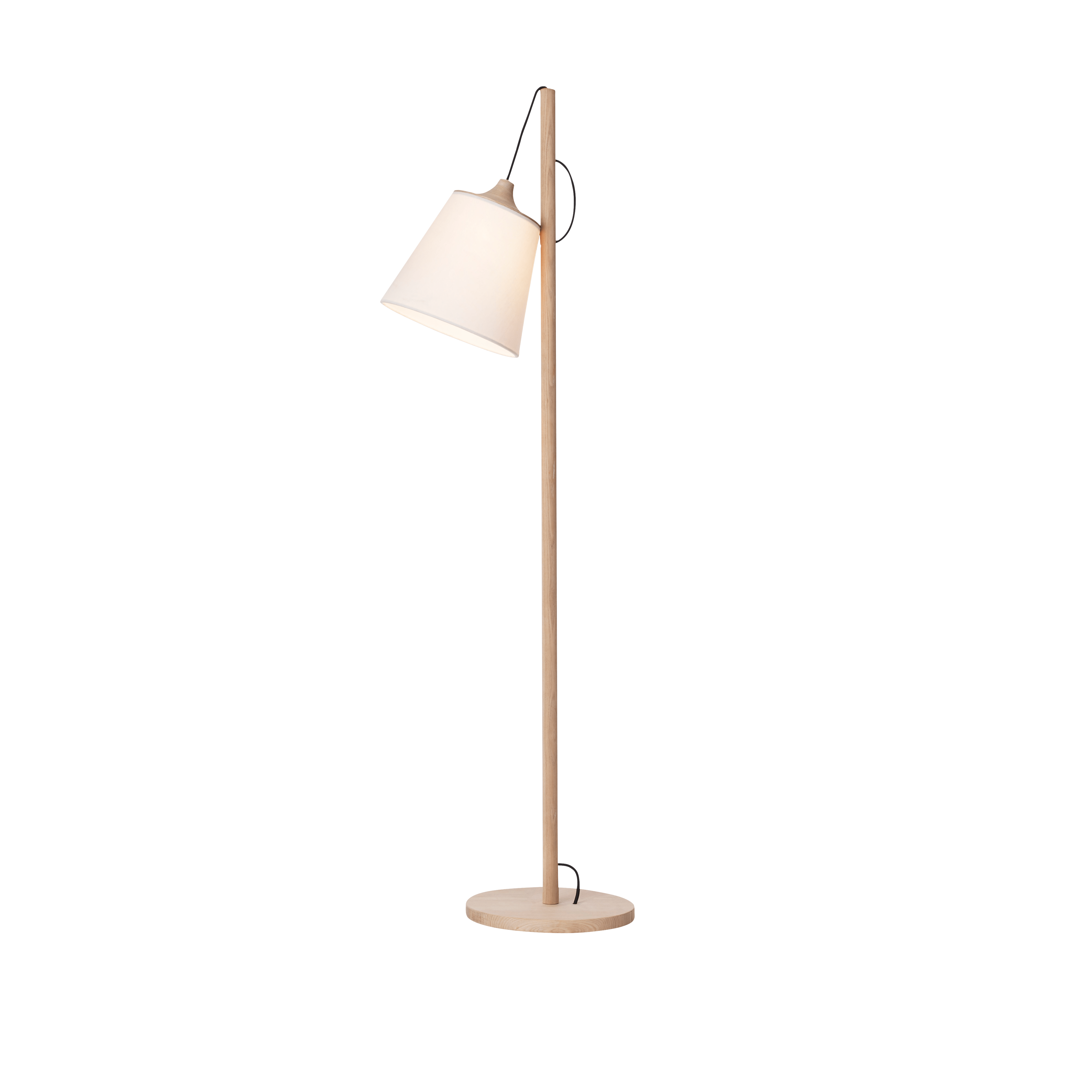 PULL white floor lamp with oak base