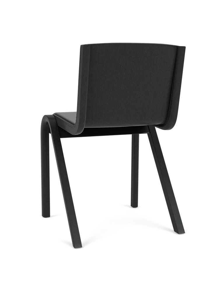 Stuhl READY schwarze Leder mit schwarzem Eichenfuß
