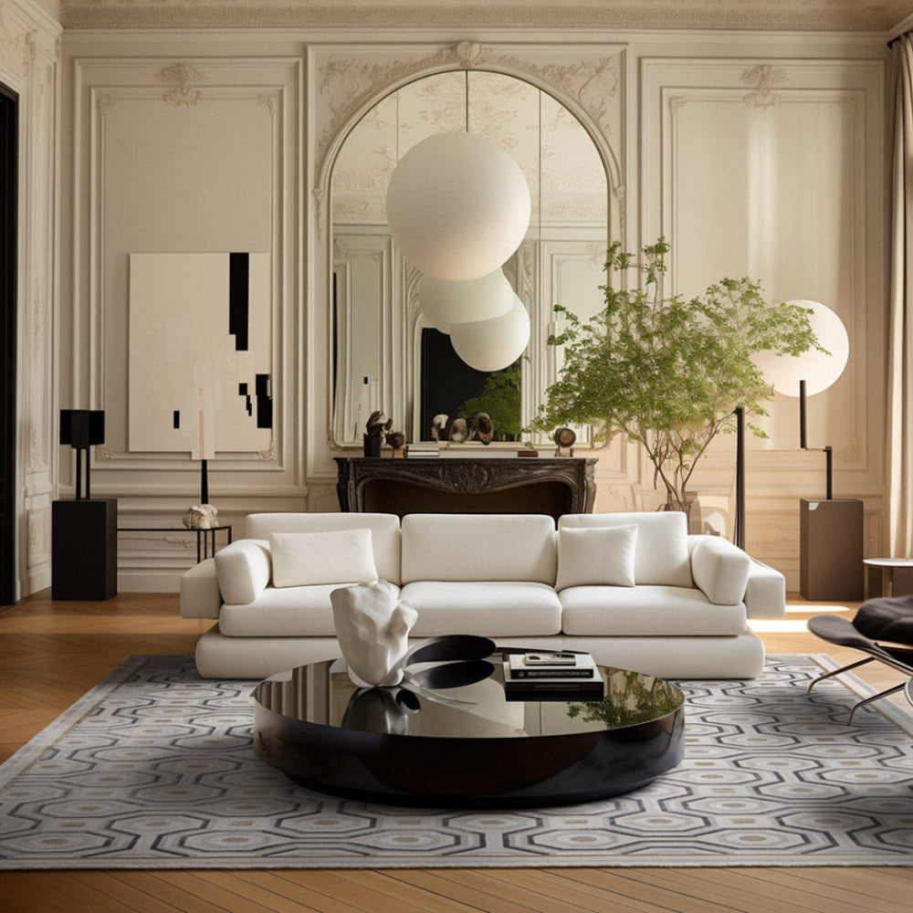 Teppich ROYAL grau mit geometrischen Mustern