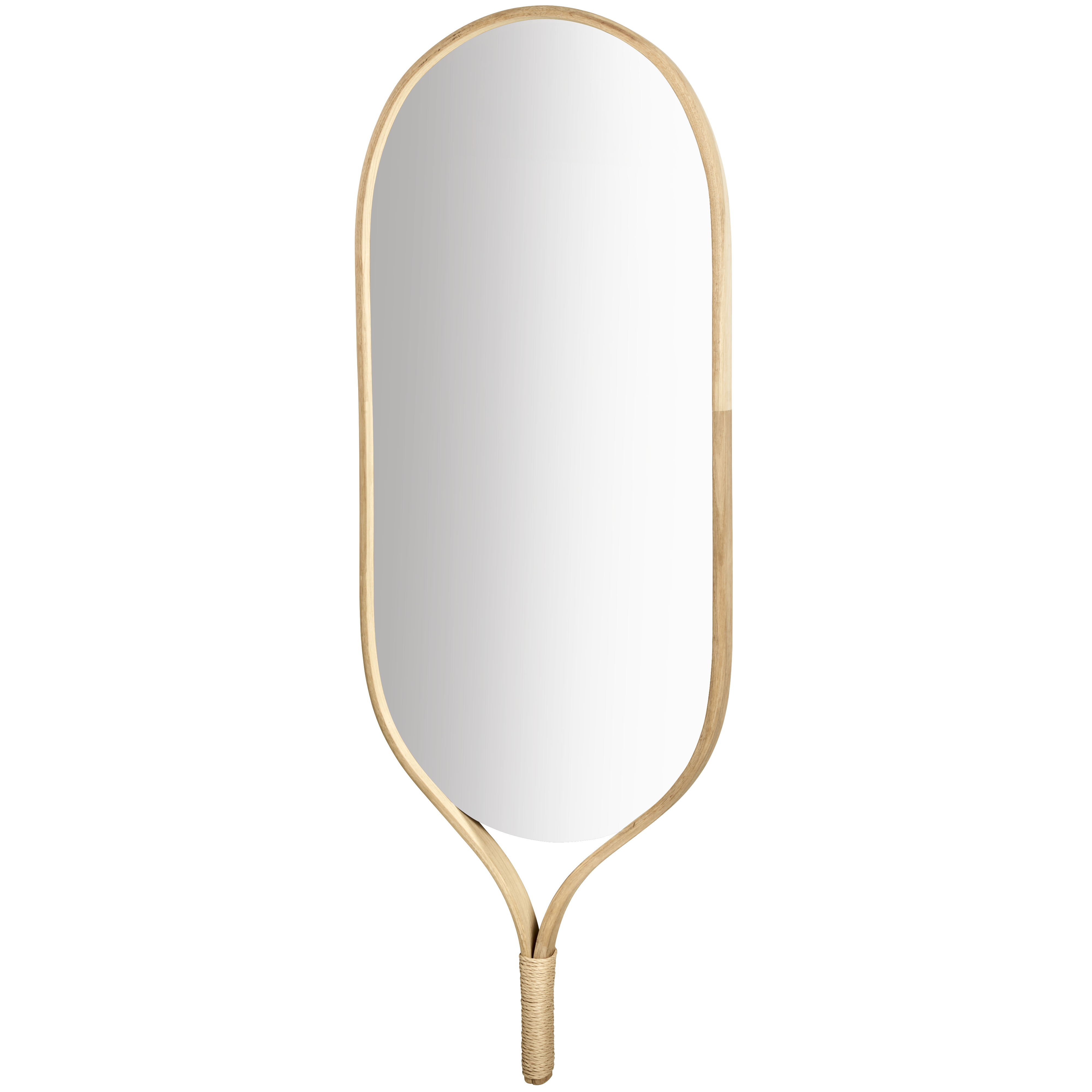 Racquet mirror frame made of soap oak