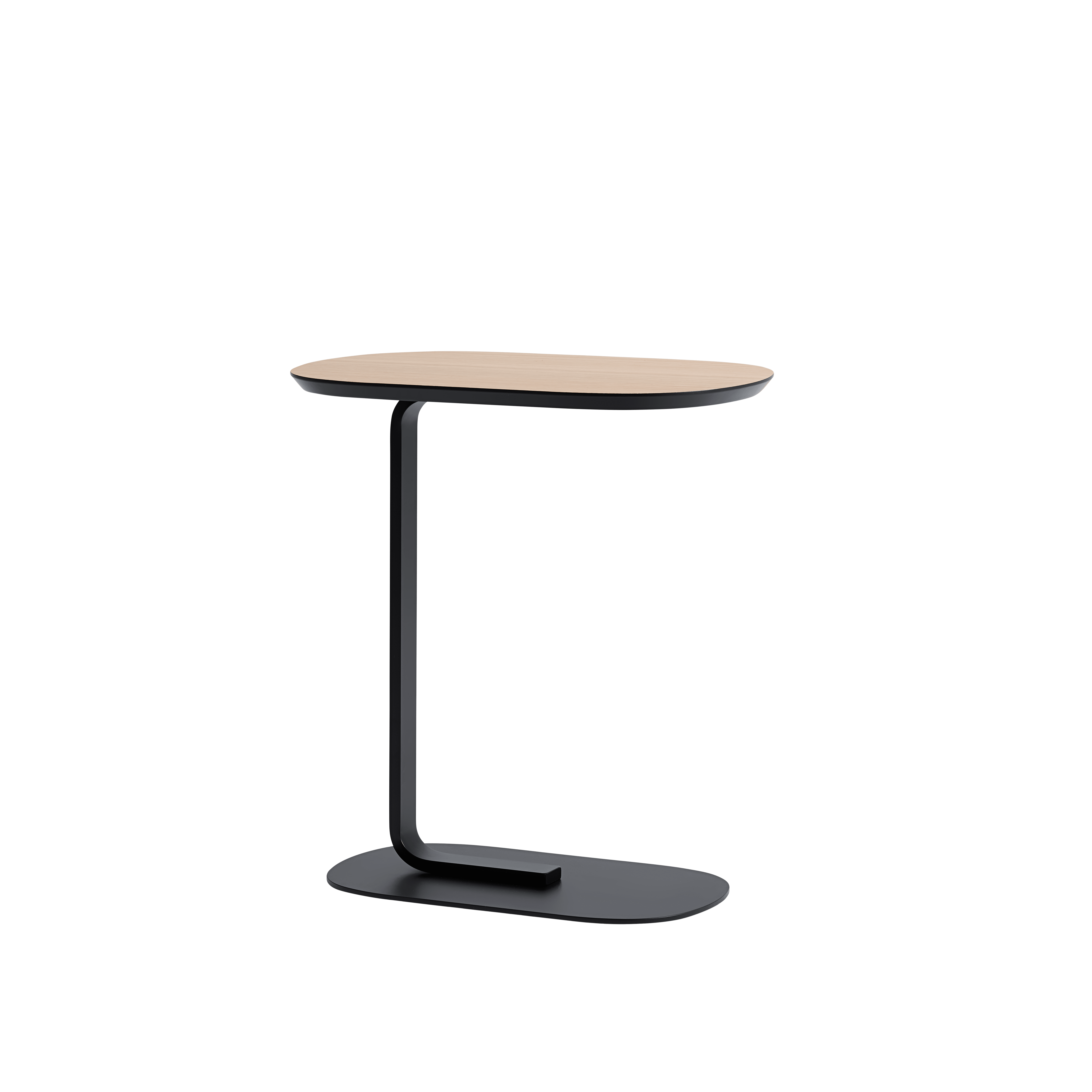 RELATE side table with oak laminate and black base