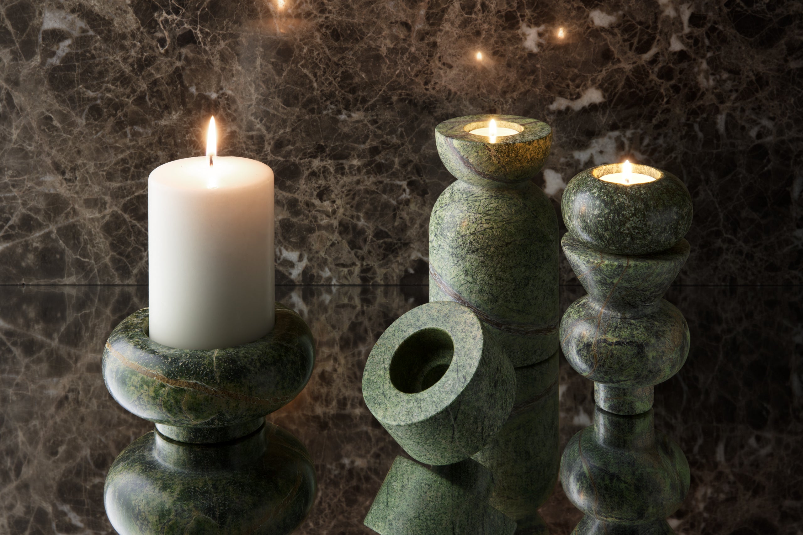 Stone Green Marble candlestick