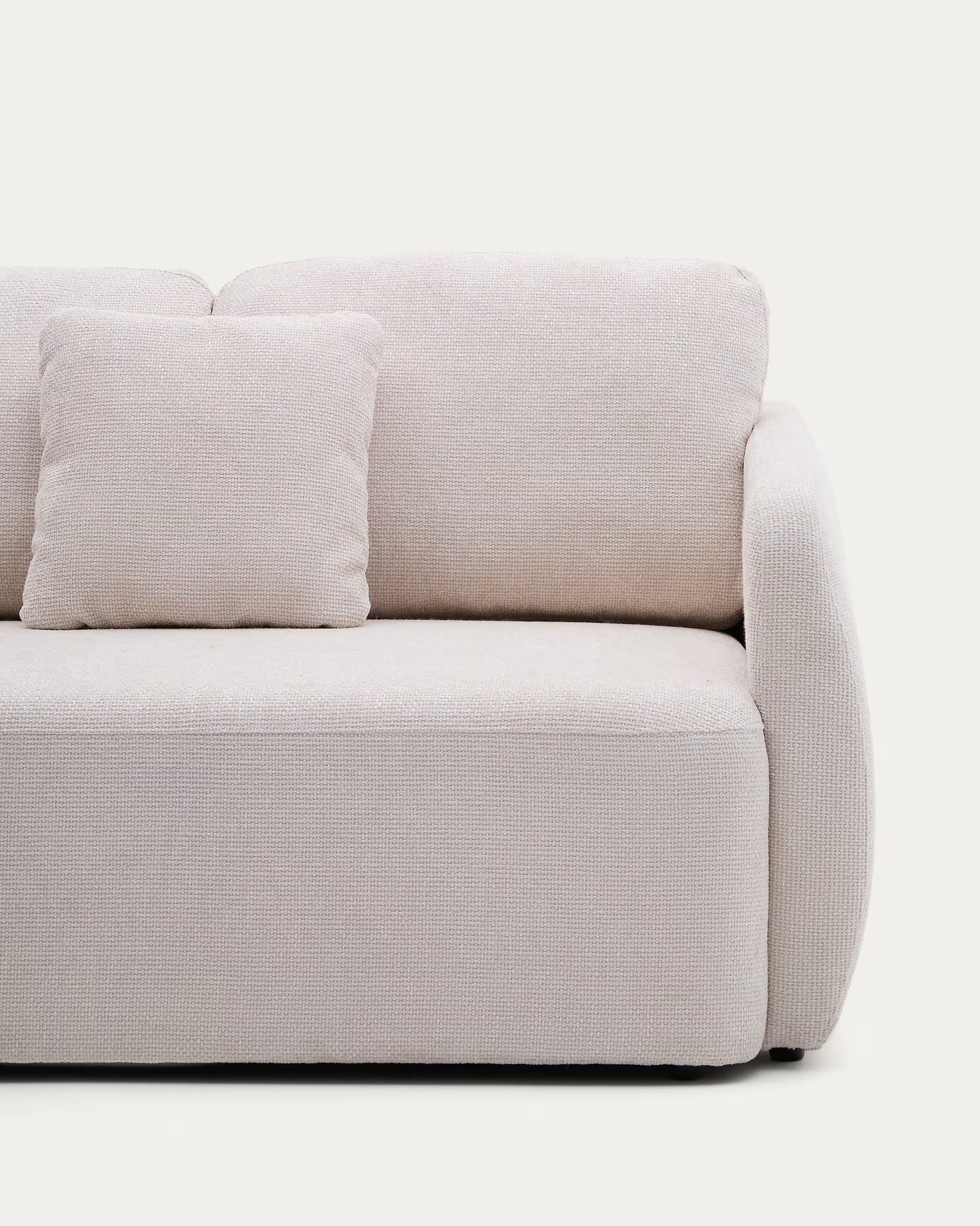 Left-sided corner sofa folding 3-person Écru laira