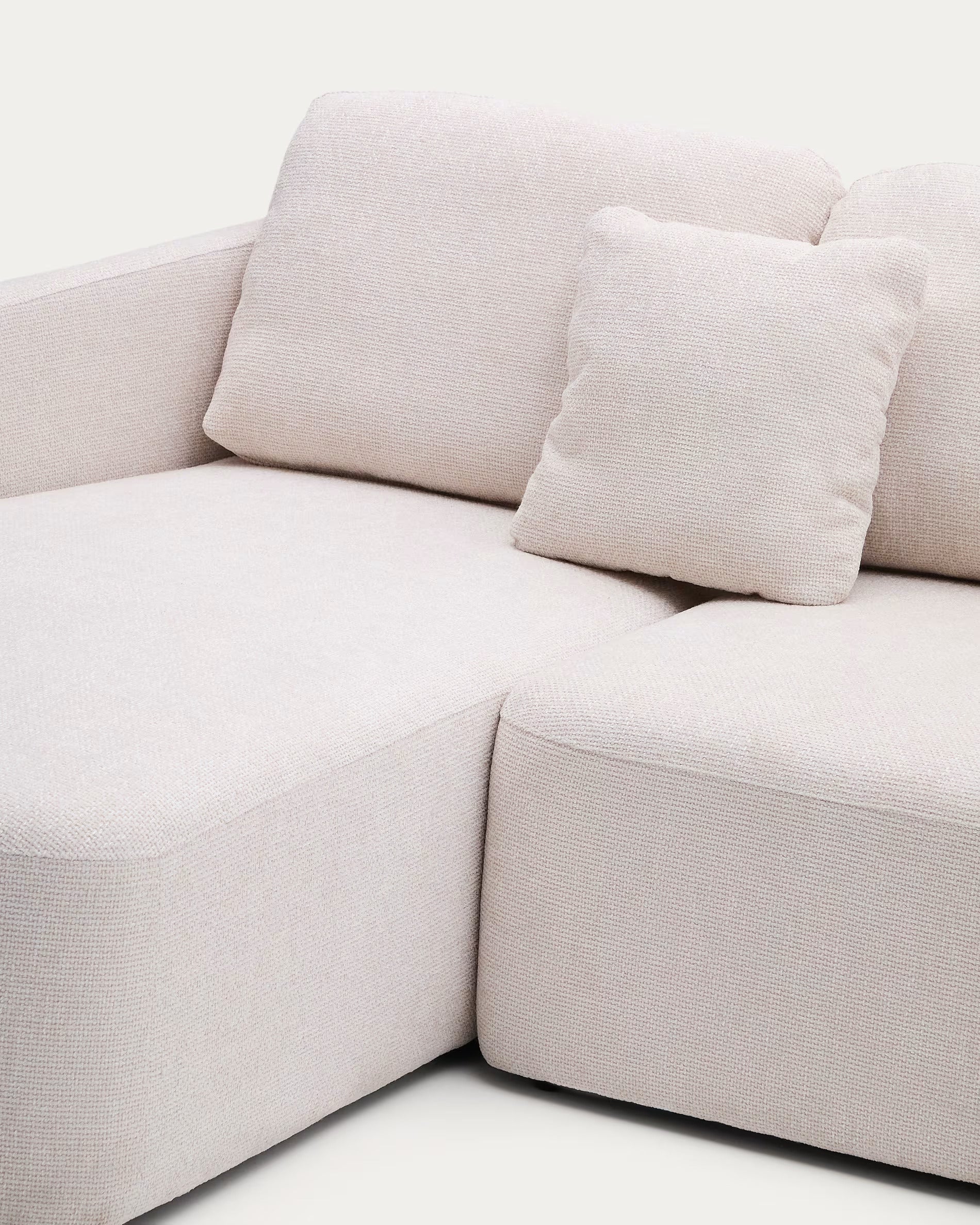 Left-sided corner sofa folding 3-person Écru laira