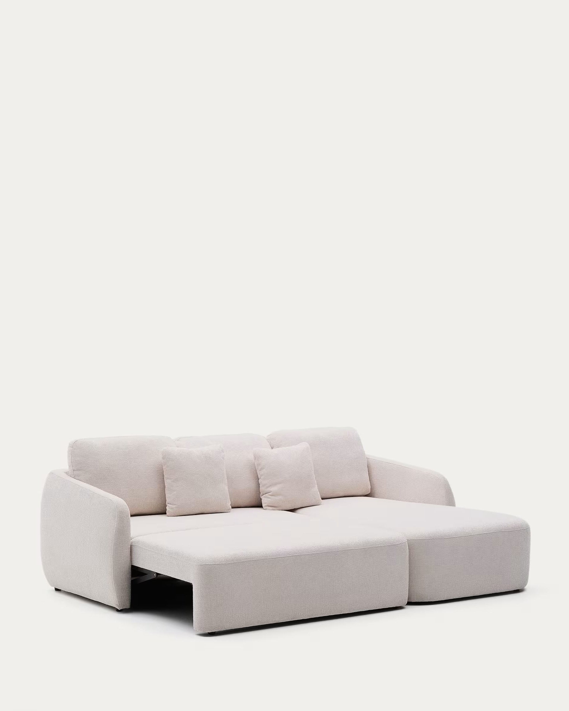 Left-sided corner sofa folding 3-person Écru laira