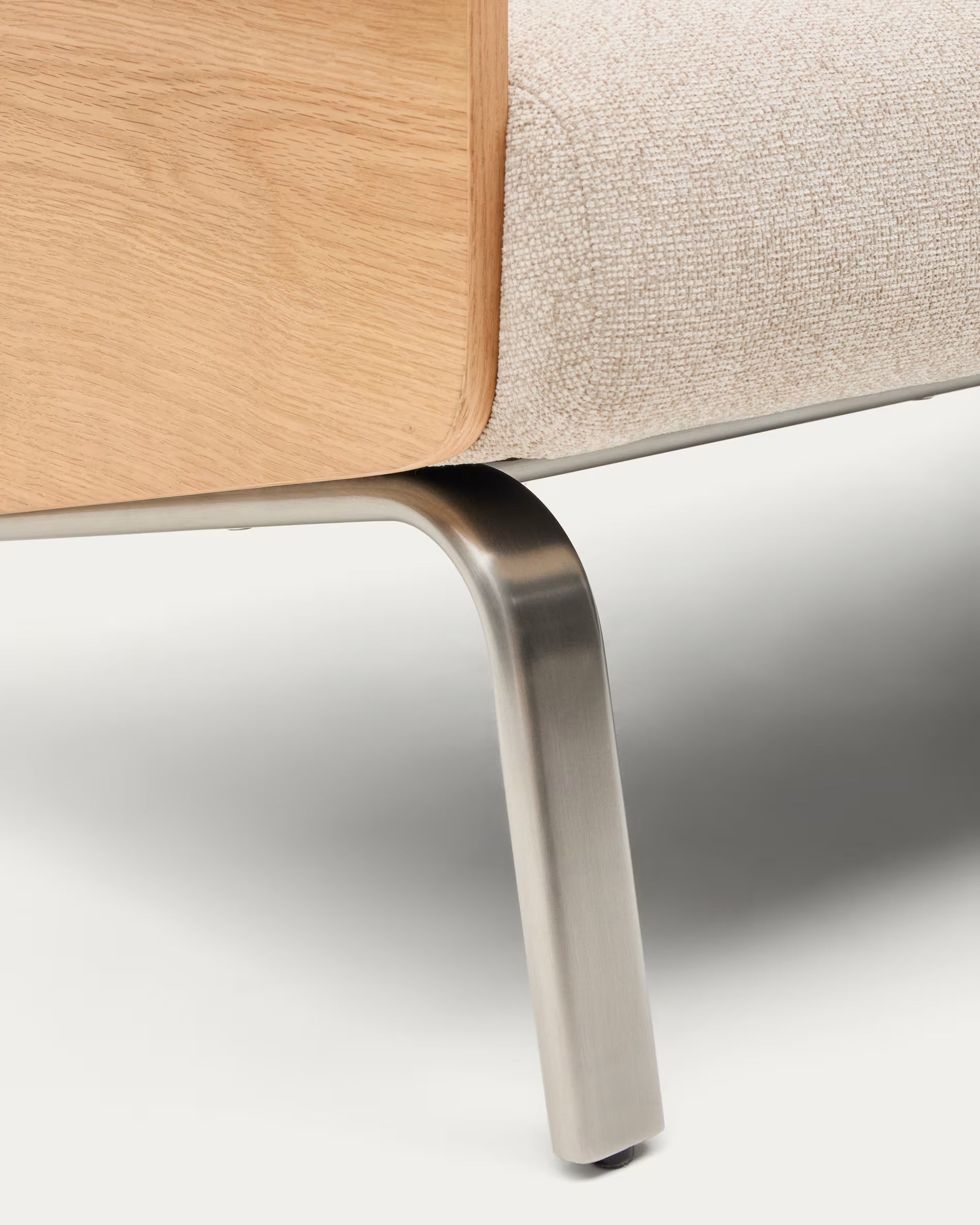 Sofa 2-sitzig AMSEN beige mit Eichenfurnier und Stahlgestell