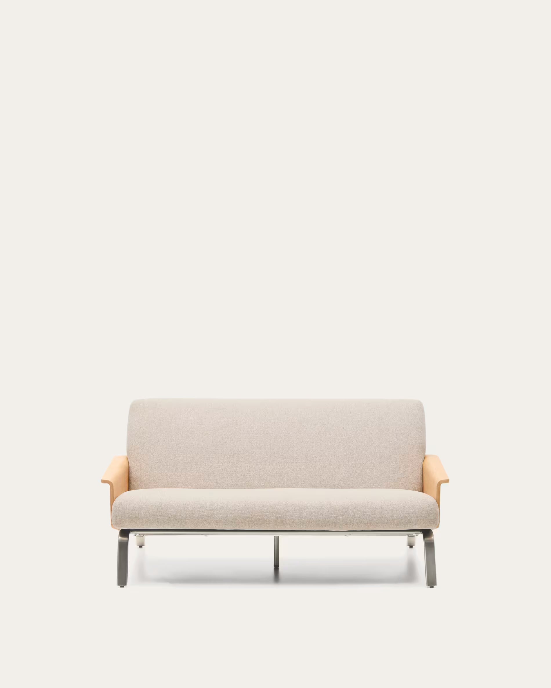 Sofa 2-sitzig AMSEN beige mit Eichenfurnier und Stahlgestell