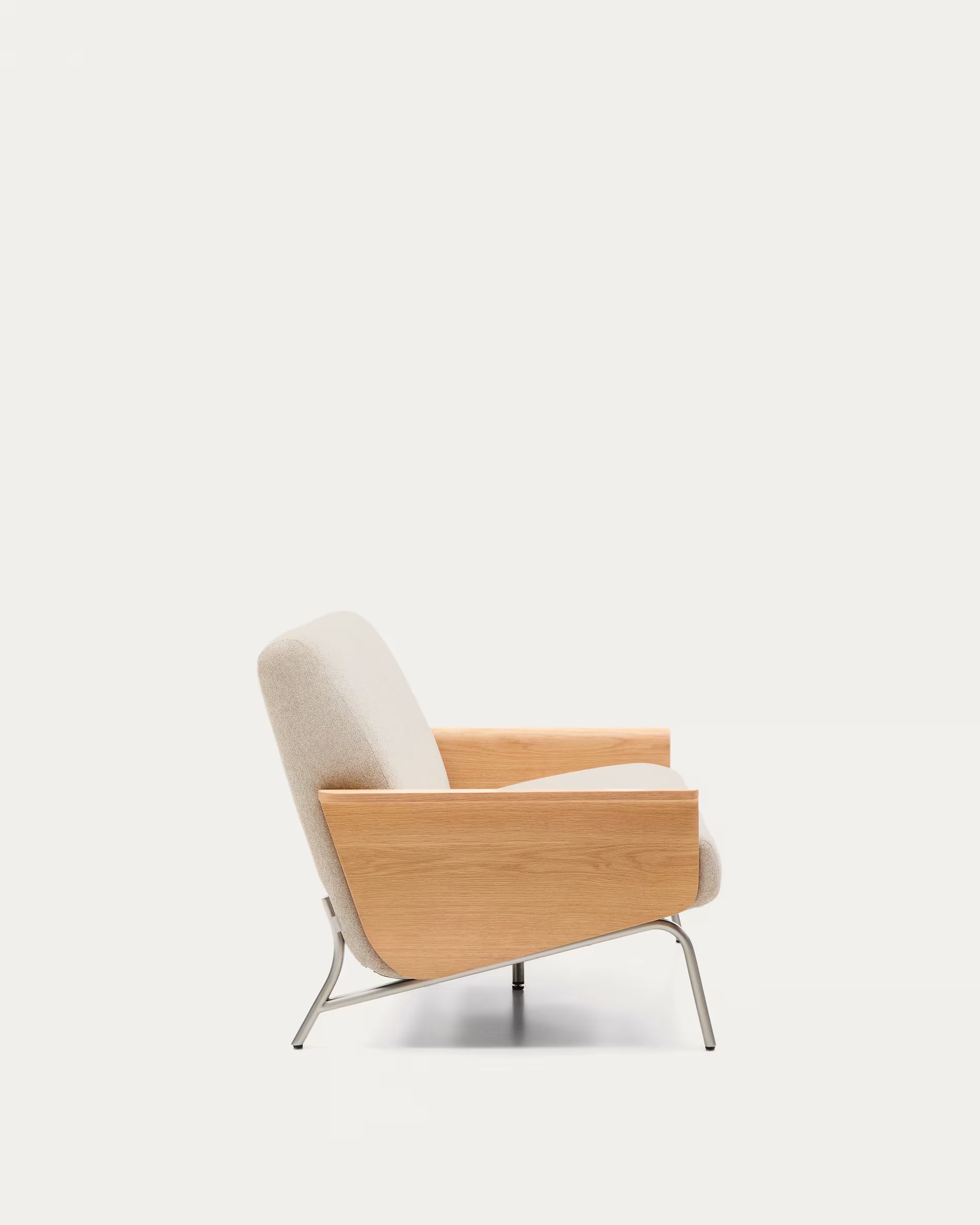 Sofa 2-sitzig AMSEN beige mit Eichenfurnier und Stahlgestell