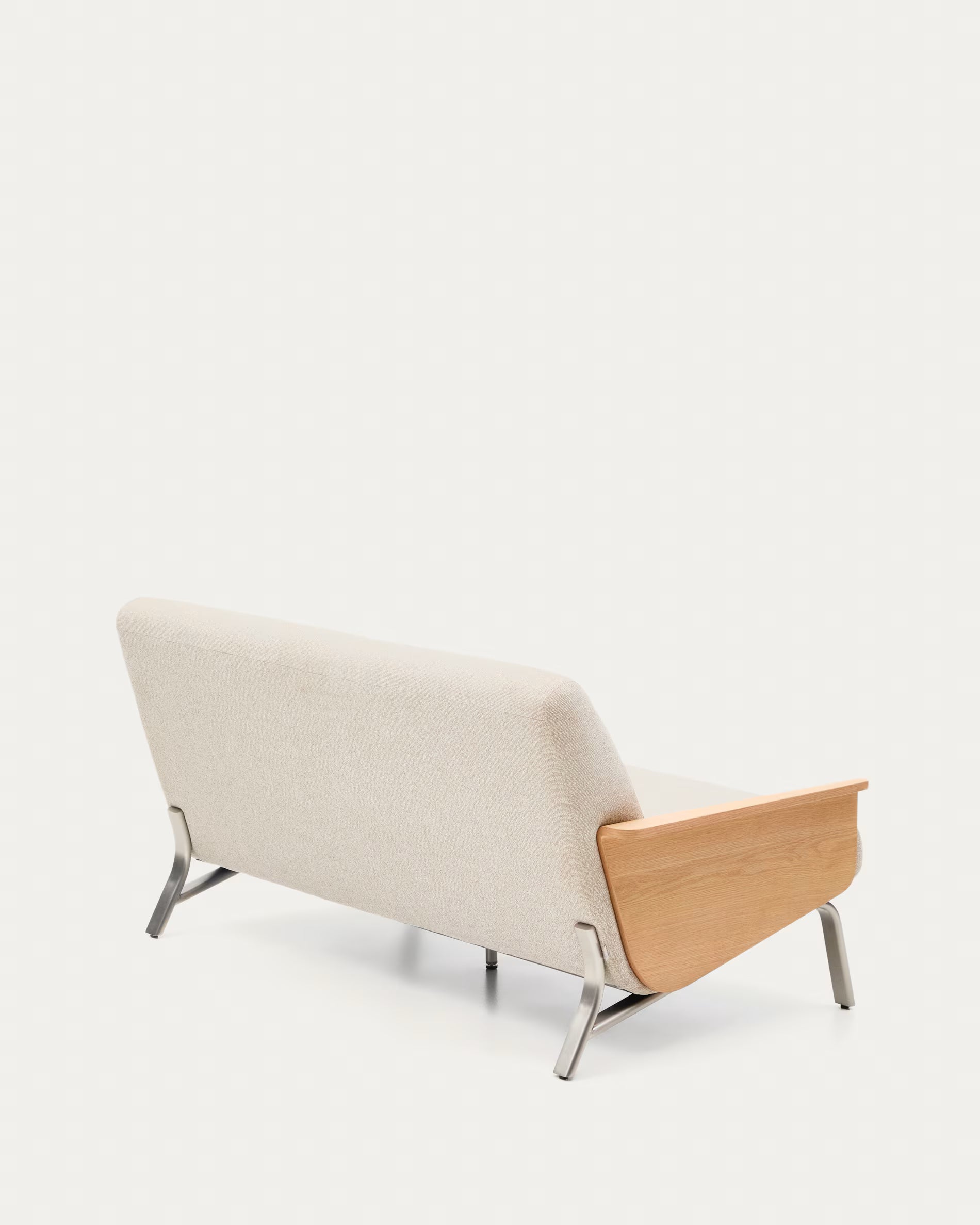 Sofa 2-sitzig AMSEN beige mit Eichenfurnier und Stahlgestell