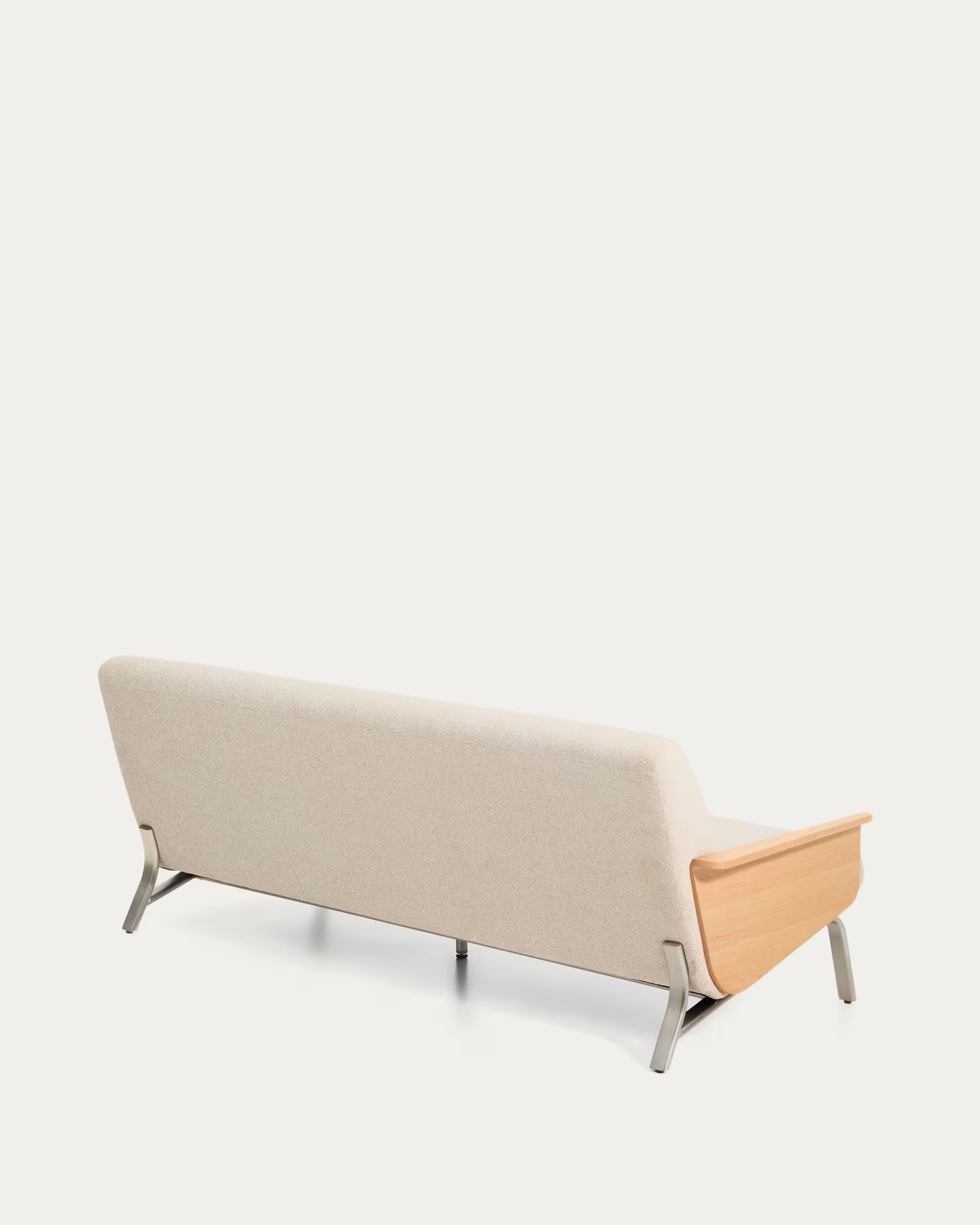 3-Sitzer Sofa AMSEN beige mit Eichenfurnier und Stahlgestell