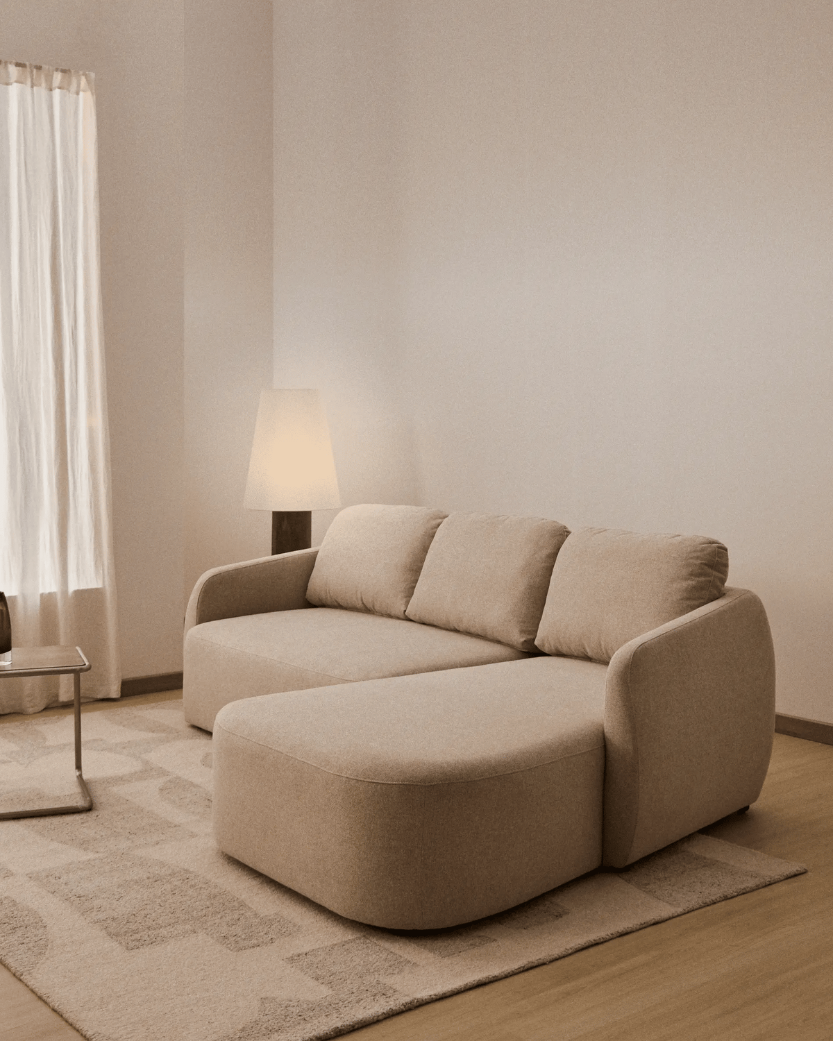 Rechtsseitige 3-Sitzer-Couch mit Schlaffunktion LAIRA beige