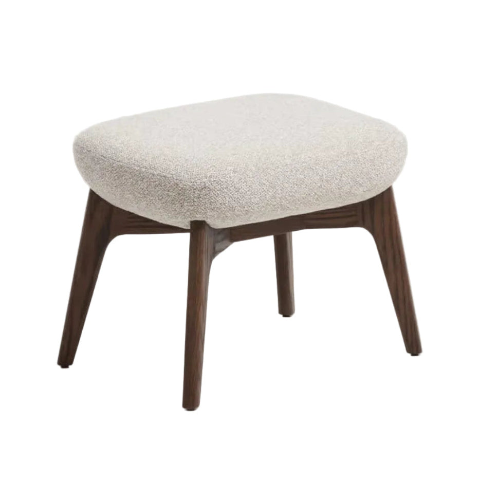 Hocker ADIRAN in jansobez (beige) Chenille mit dunkler Eichenbasis