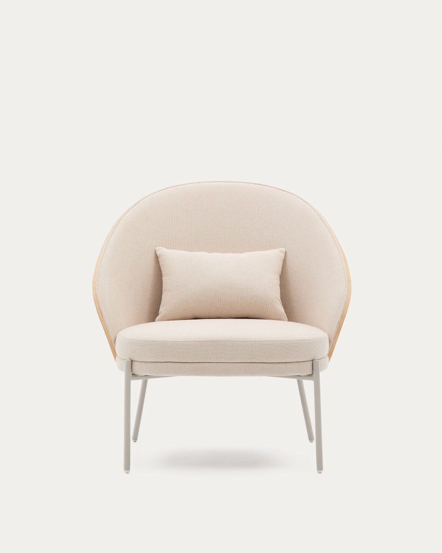 Eama beige szenil armchair with ash finish
