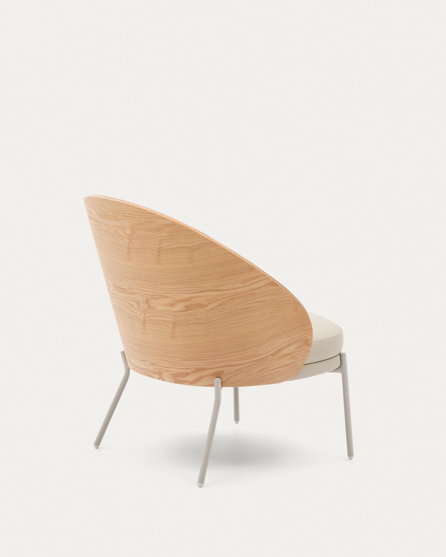 Eama Beige Stuhl Eco -Leder mit Asche Finish