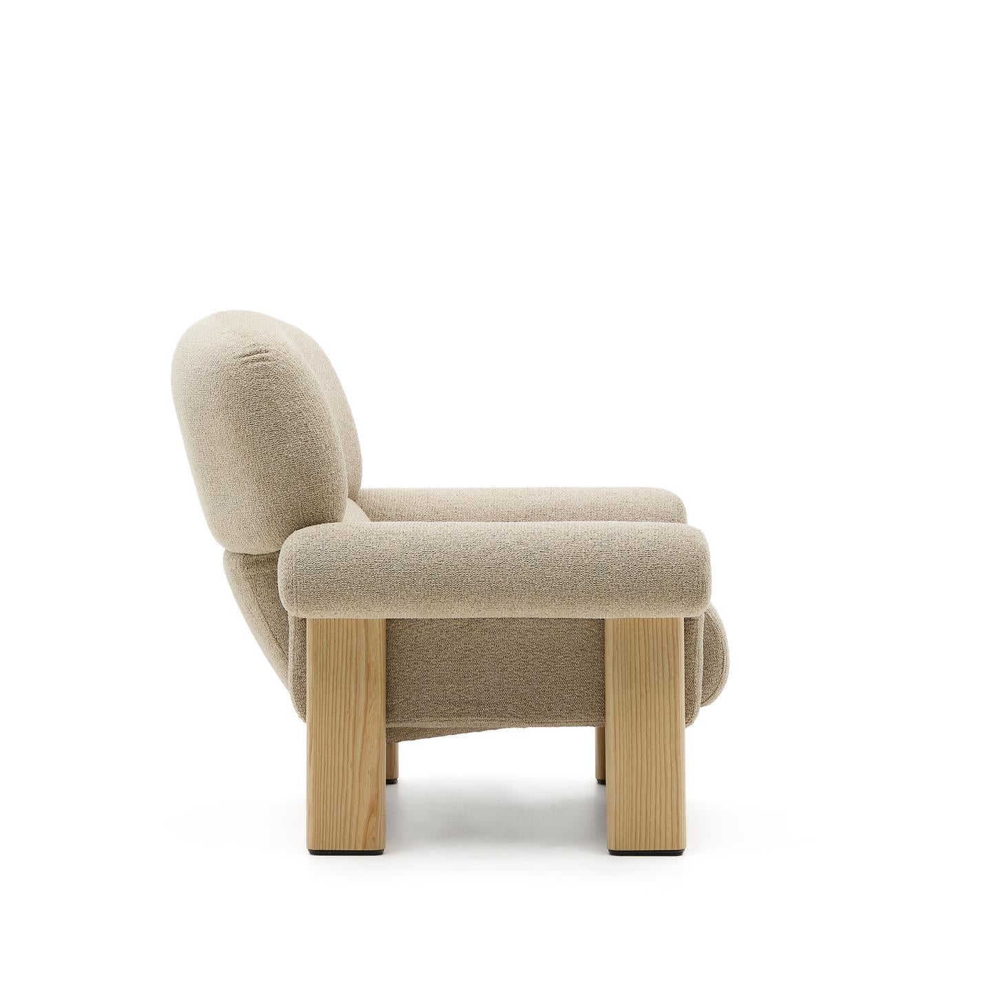 NEMA Beige Chenille-Sessel mit Eschengestell