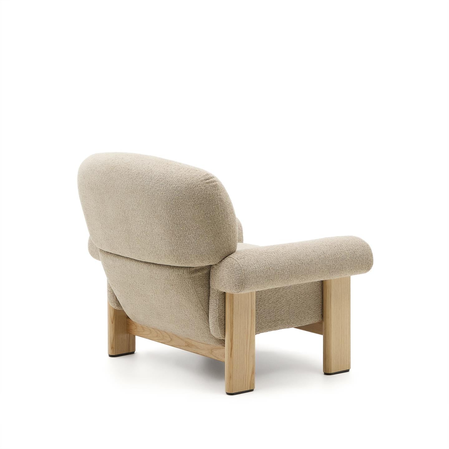 NEMA Beige Chenille-Sessel mit Eschengestell