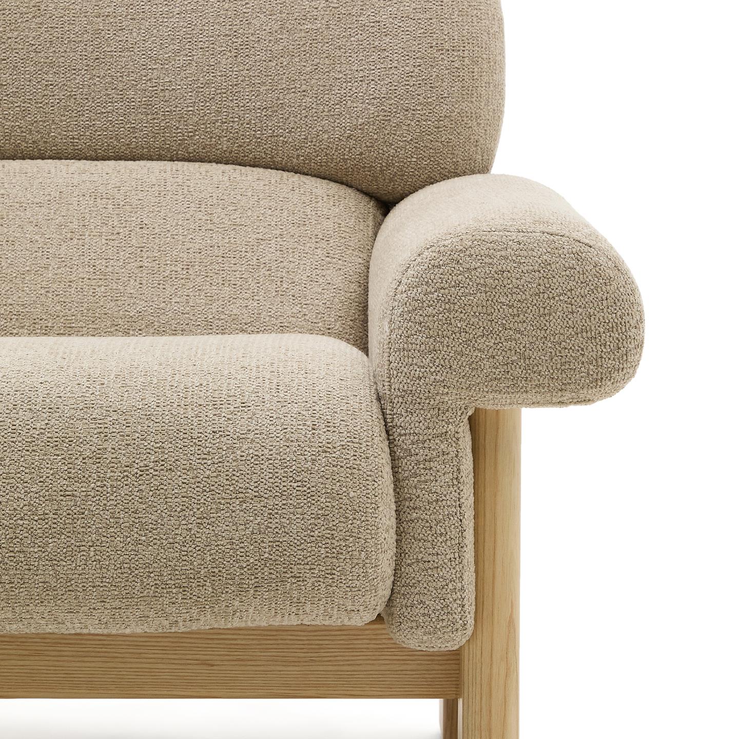 NEMA Beige Chenille-Sessel mit Eschengestell