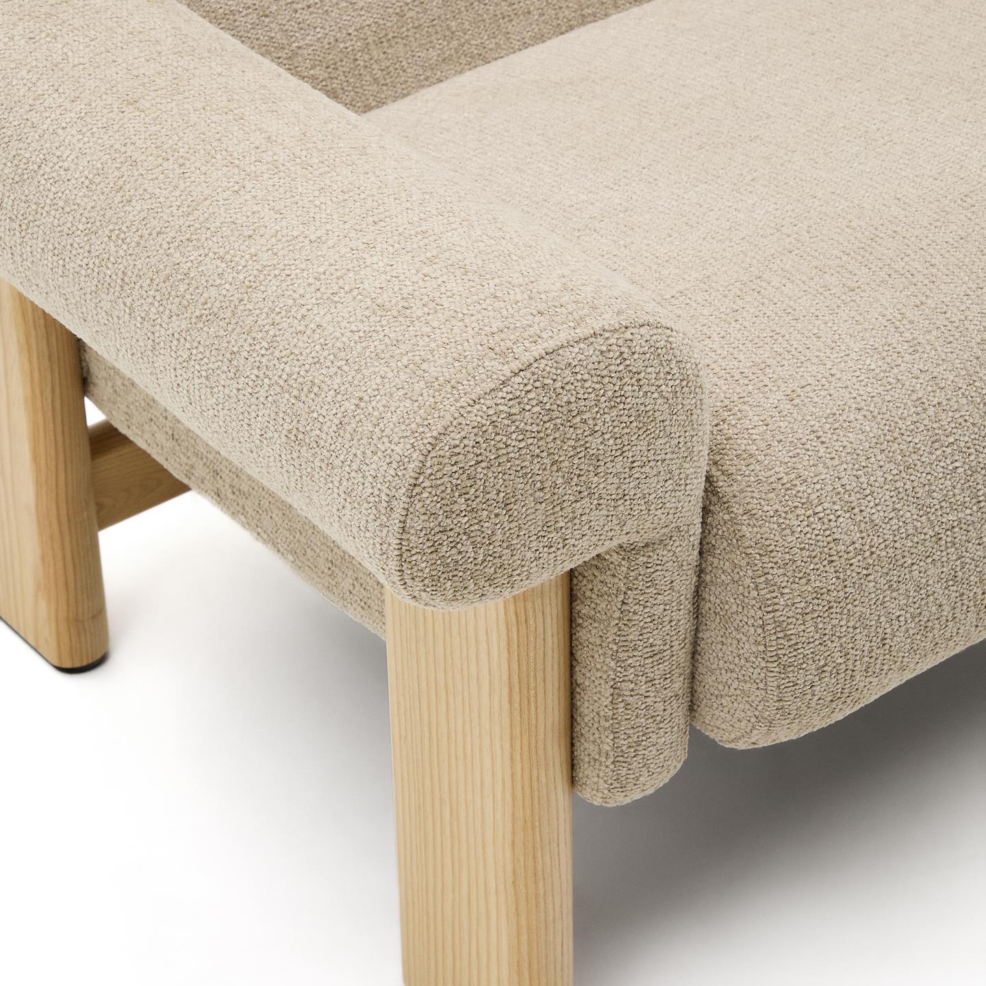 NEMA Beige Chenille-Sessel mit Eschengestell