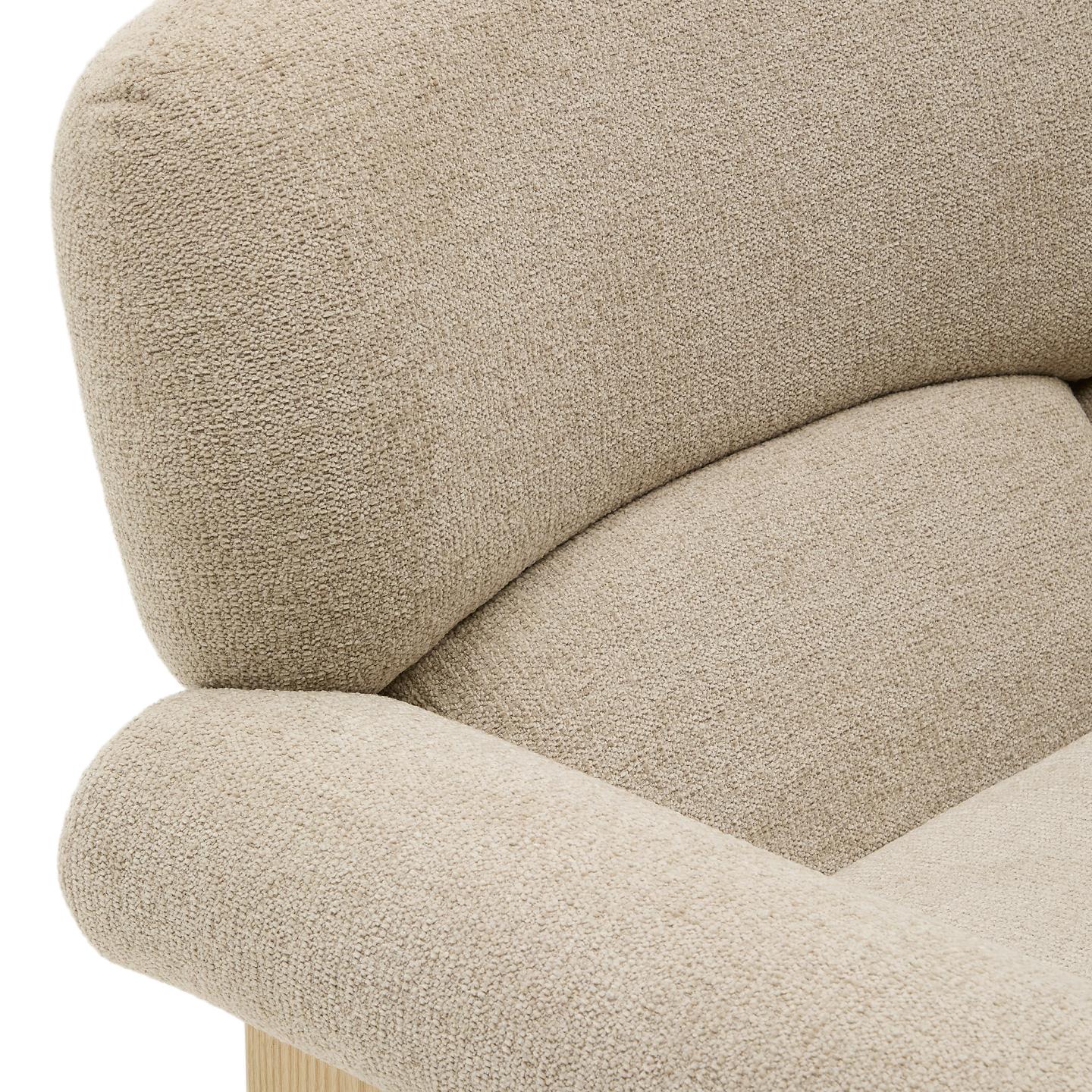 NEMA Beige Chenille-Sessel mit Eschengestell