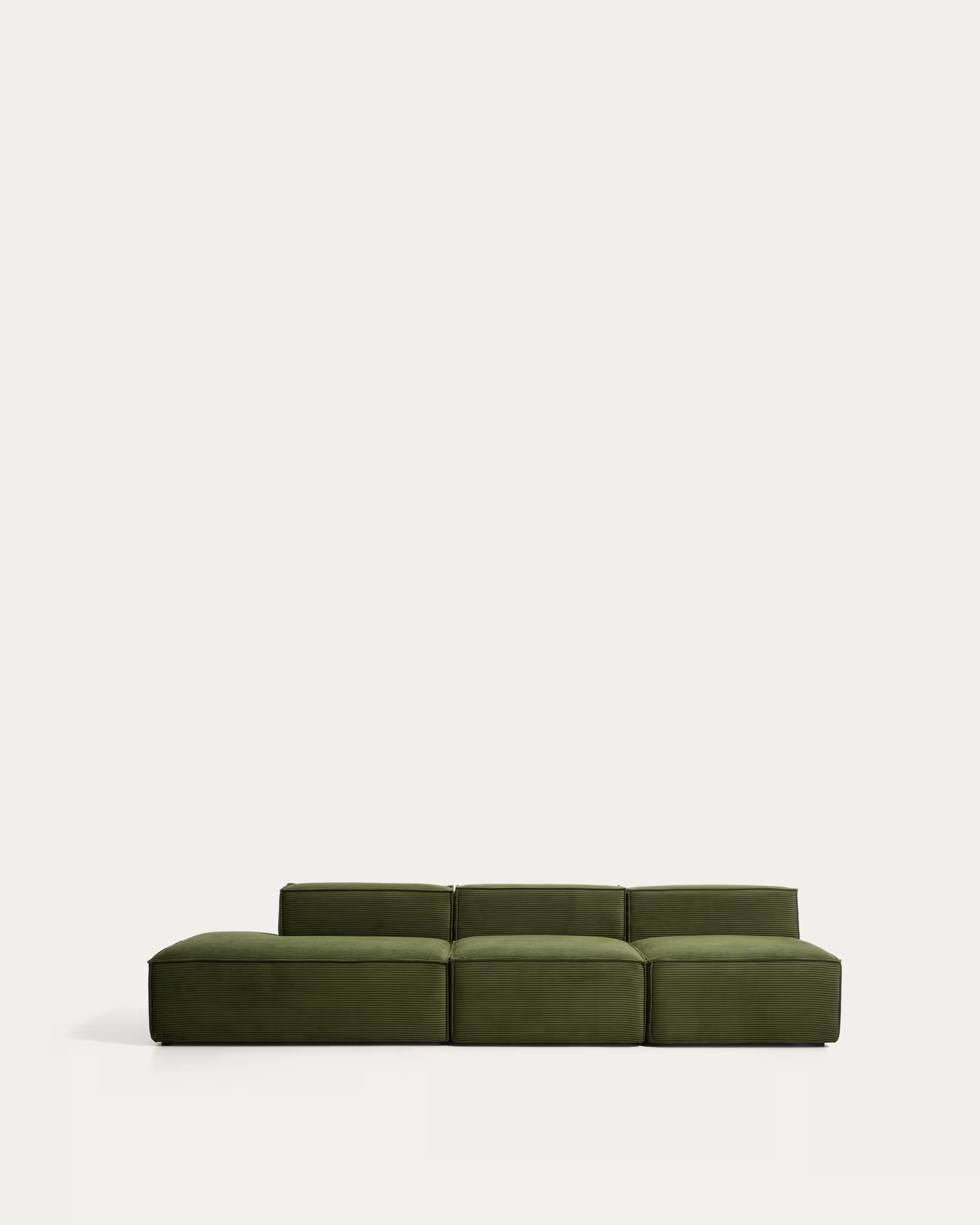 Sofa 3-osobowa lewostronna BLOK zielony sztruks