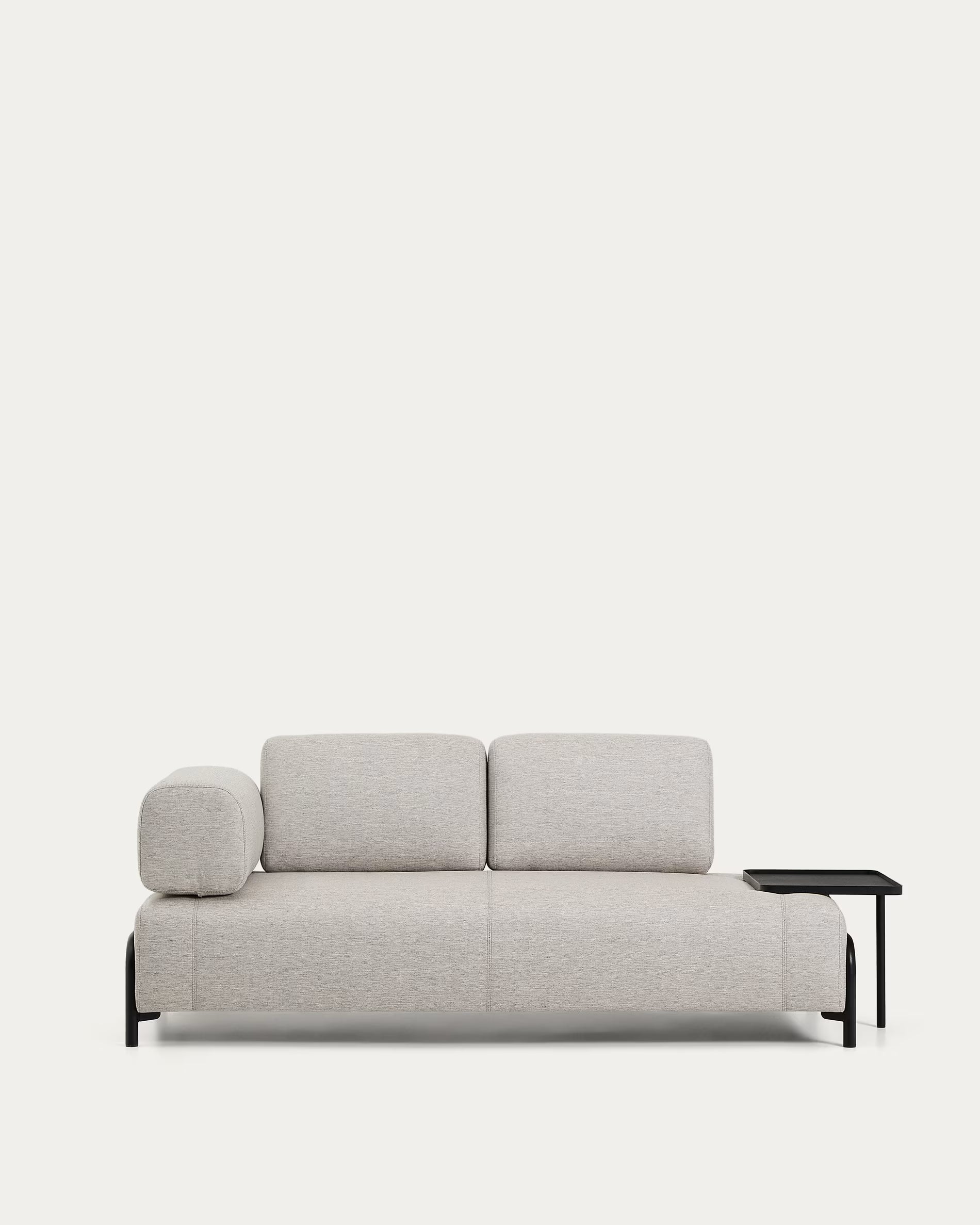 2-sitziges Sofa linksseitig mit Regal COMPO grau-beige mit schwarzem Gestell