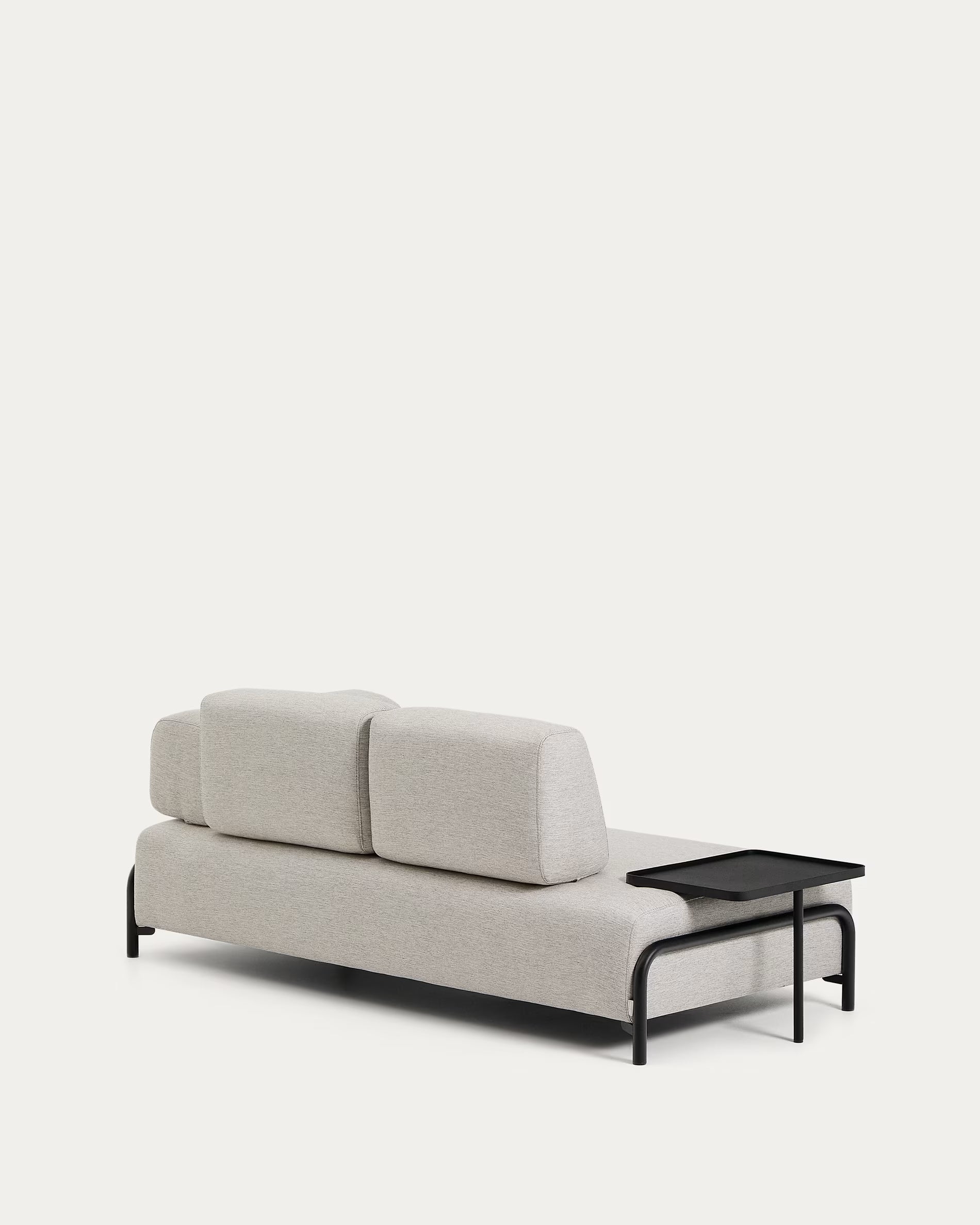 2-sitziges Sofa linksseitig mit Regal COMPO grau-beige mit schwarzem Gestell