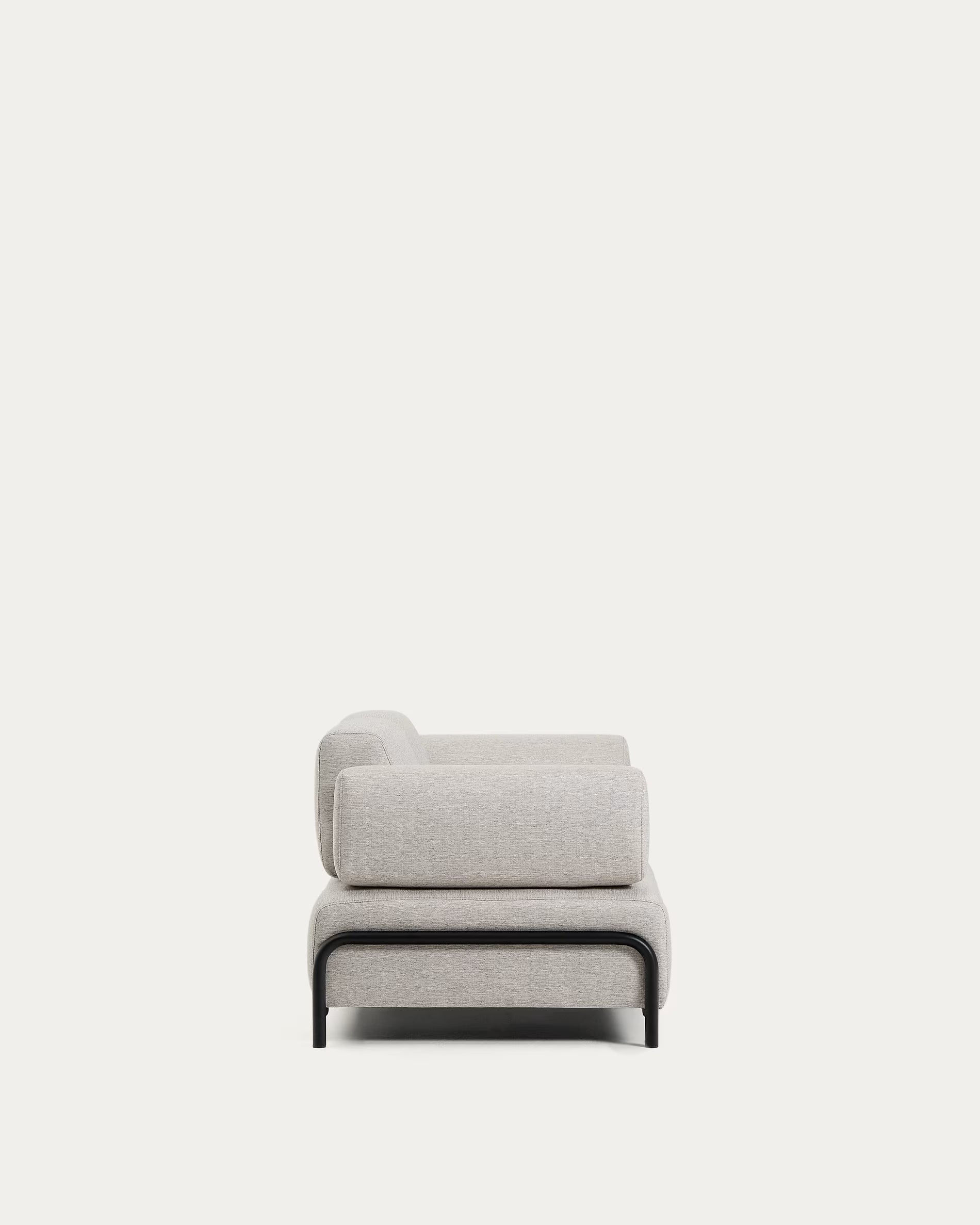 2-seater sofa with armrests COMPO gray-beige with black base