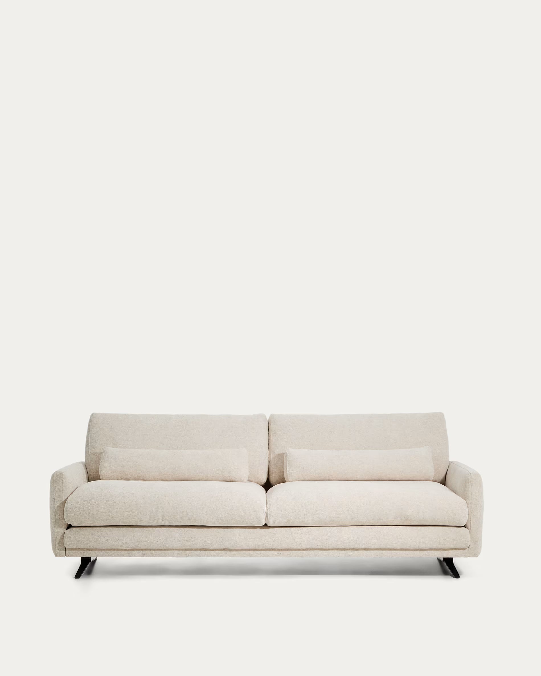 Sofa 3-Sitzer VELIRO beige mit schwarzem Gestell