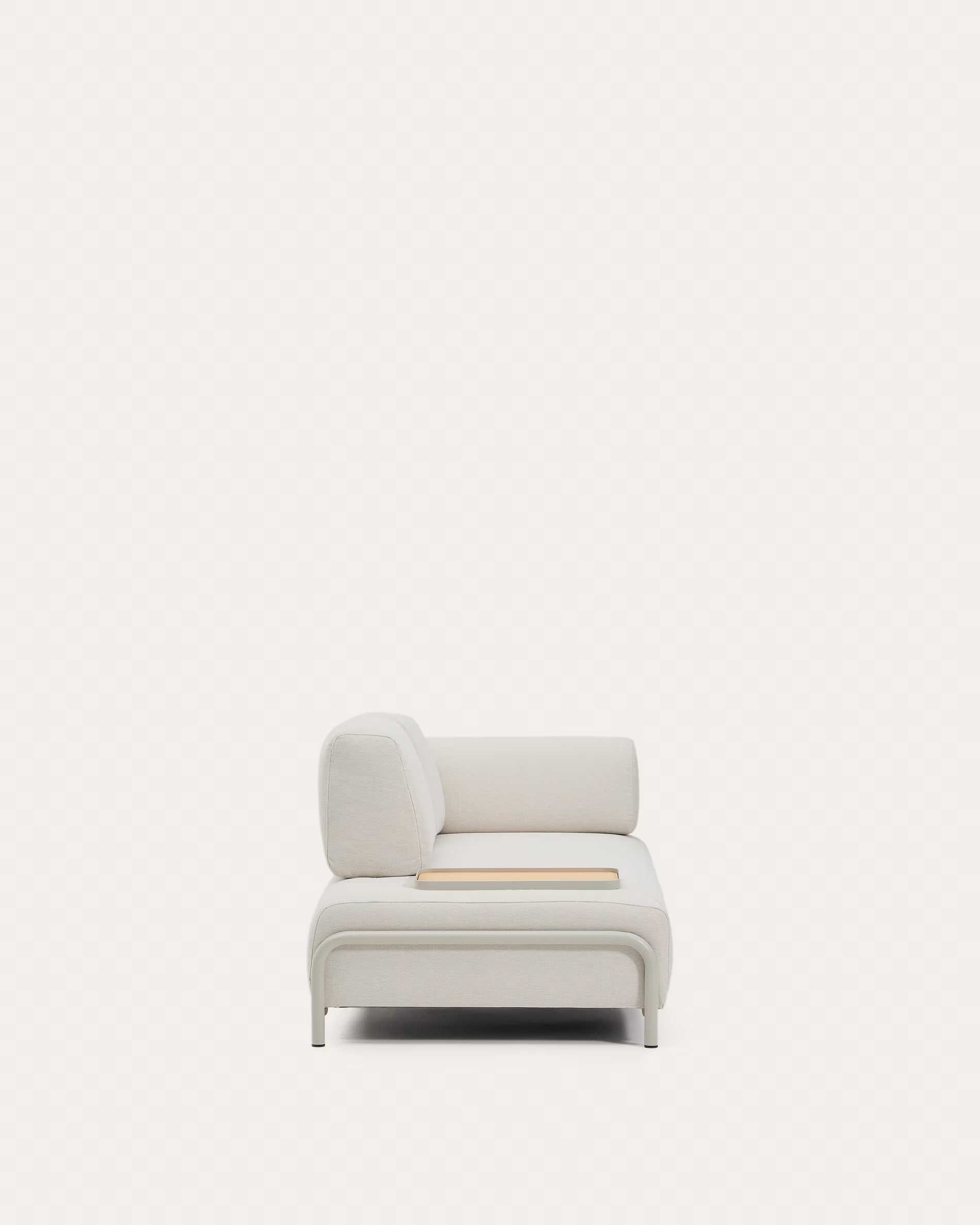 Right-facing 2-seater sofa with tray COMPO beige with beige base