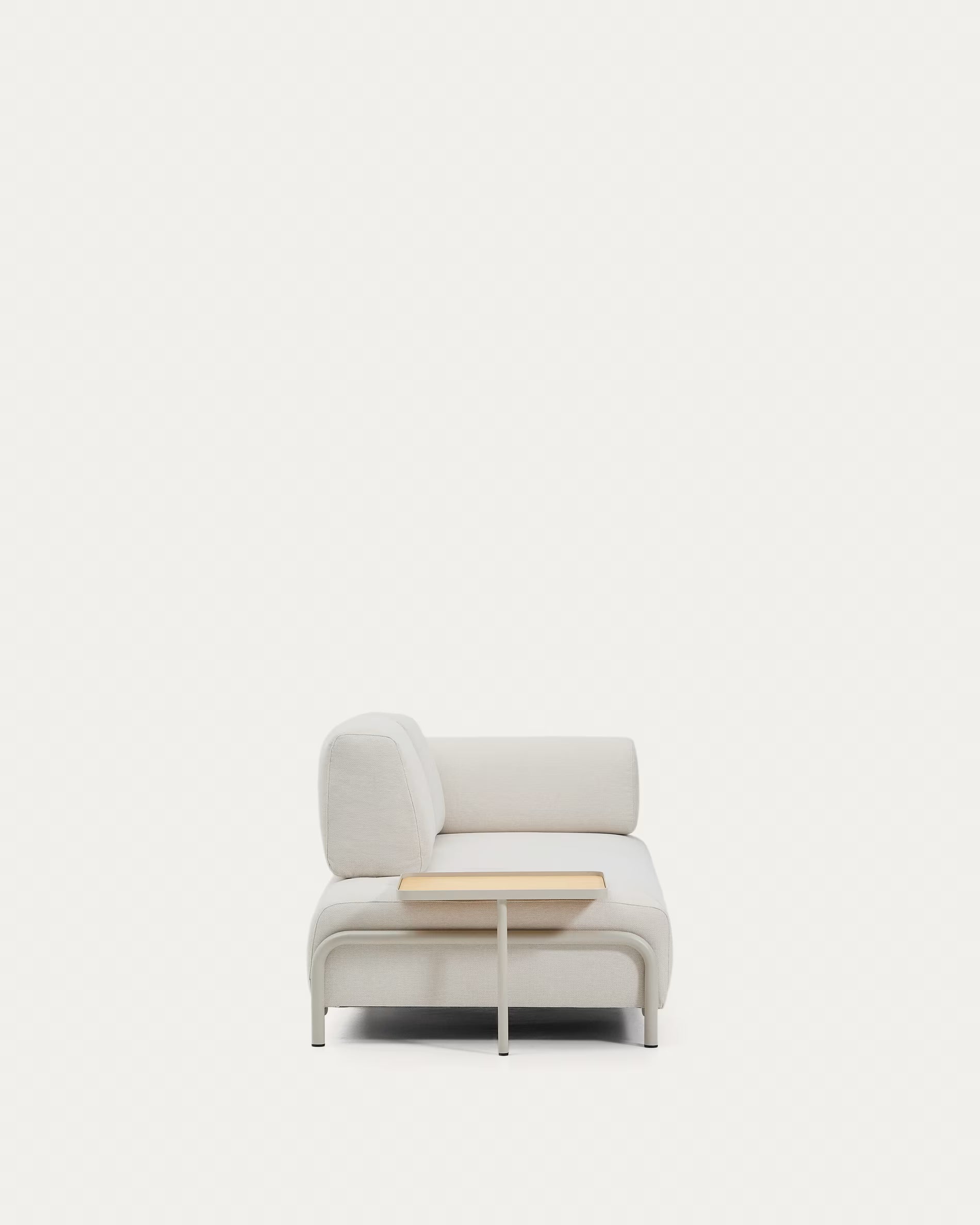 Left-facing 2-seater sofa with shelf COMPO beige with beige base