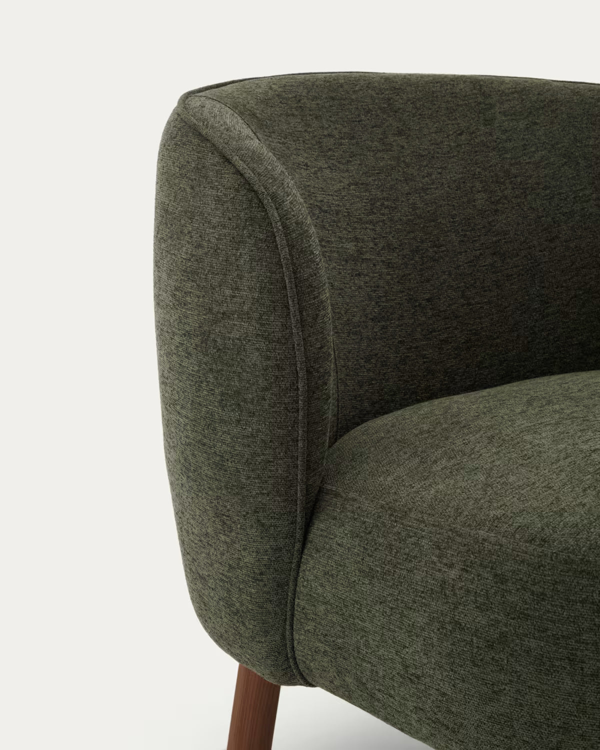Sessel ULIT in grünem Chenille mit dunklem Eschenfuß