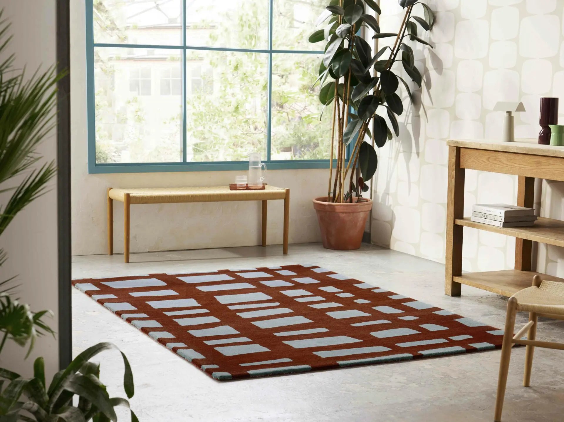 Teppich ARLO BRICK bordeaux mit Grau