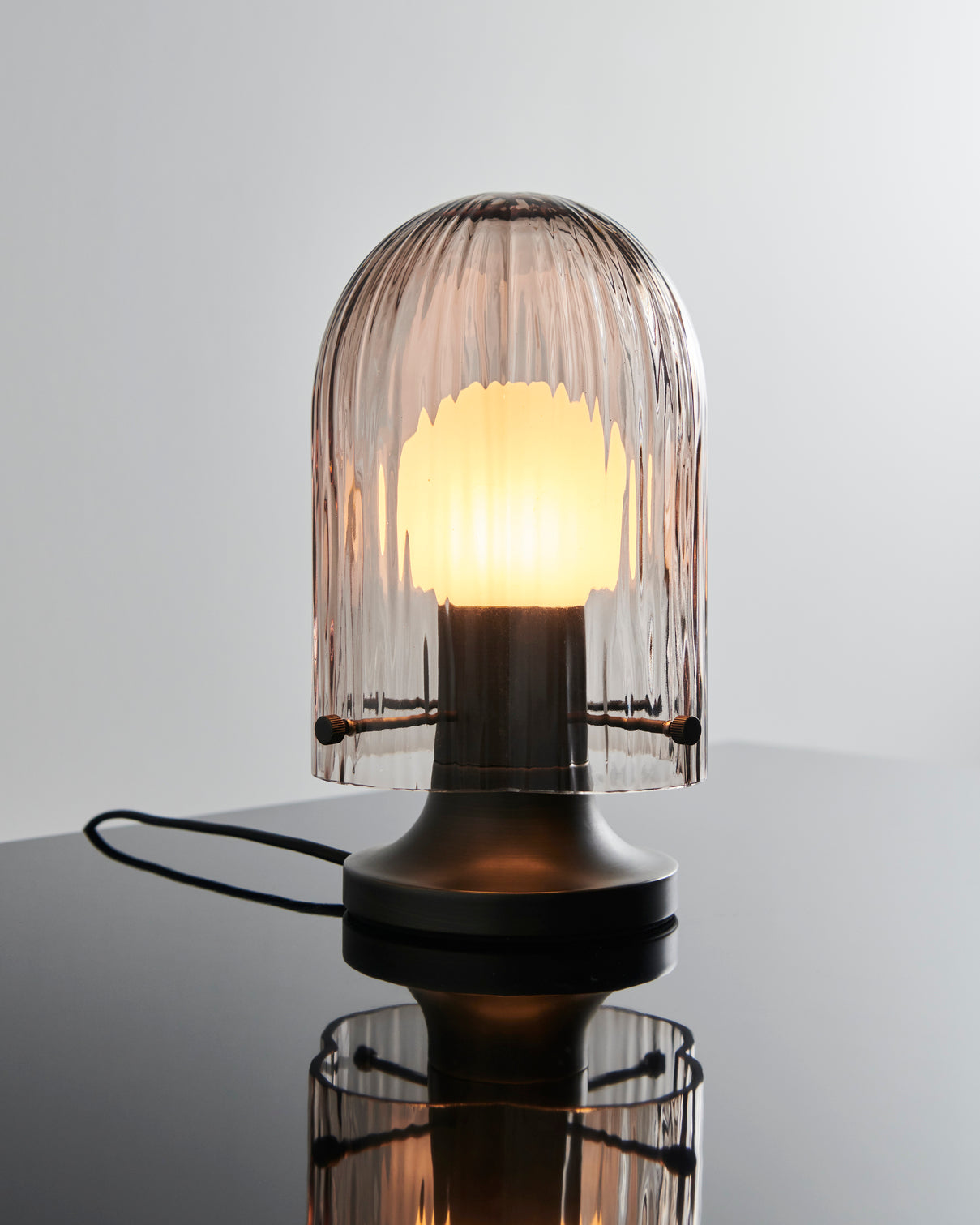 Tischlampe SEINE rauchiges Glas
