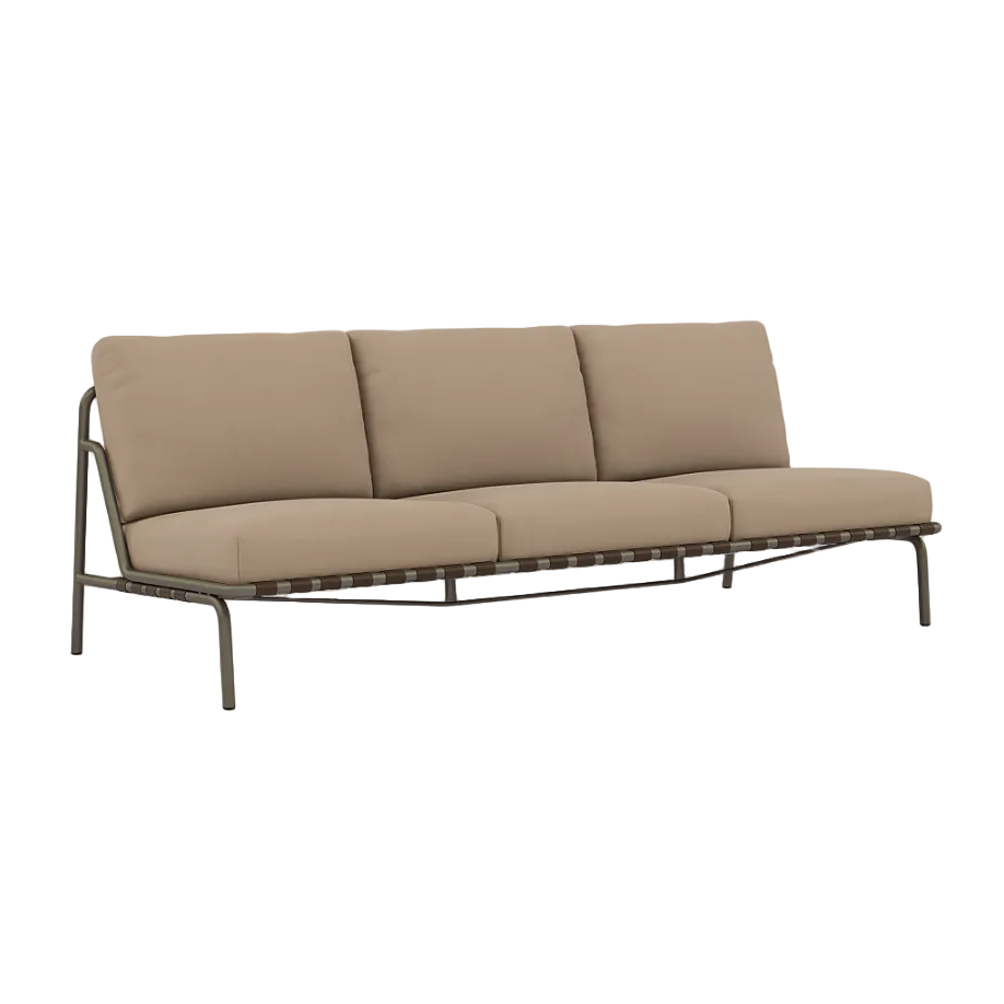 Sofa für den Außenbereich 3-sitzig SETTLE braun mit taupefarbener Basis [Amelia]