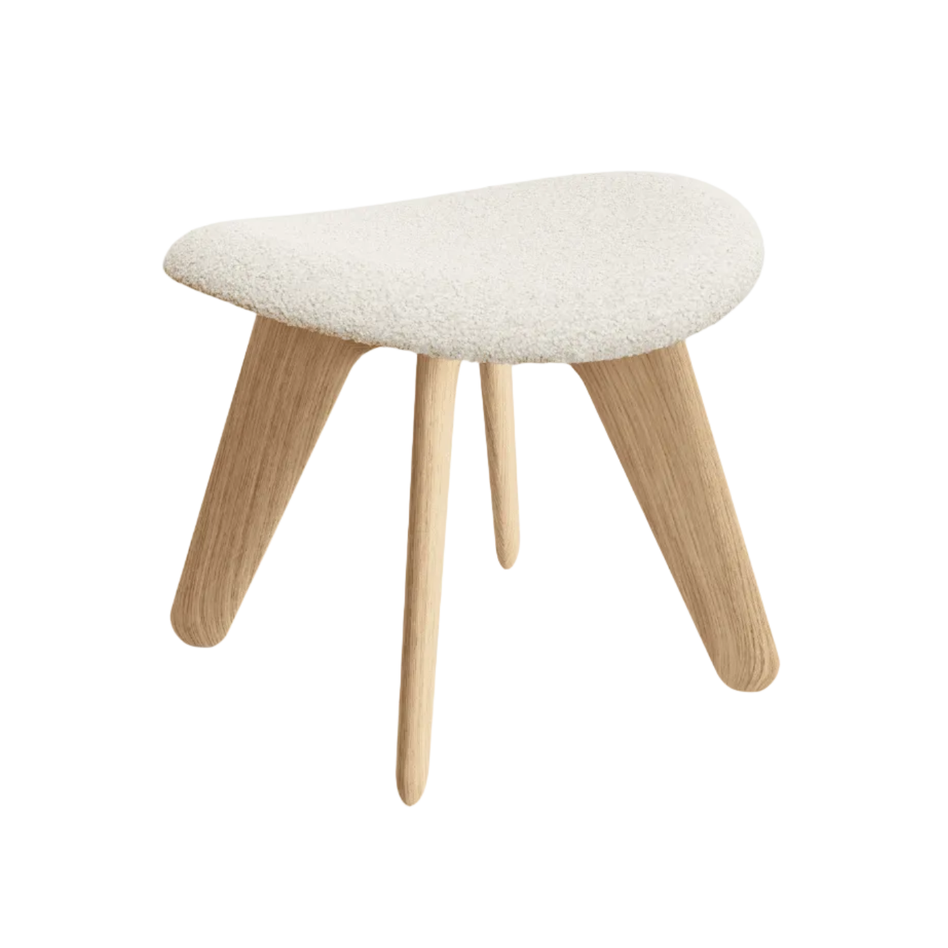 Hocker SLAB beige Boucle mit Eichenbasis