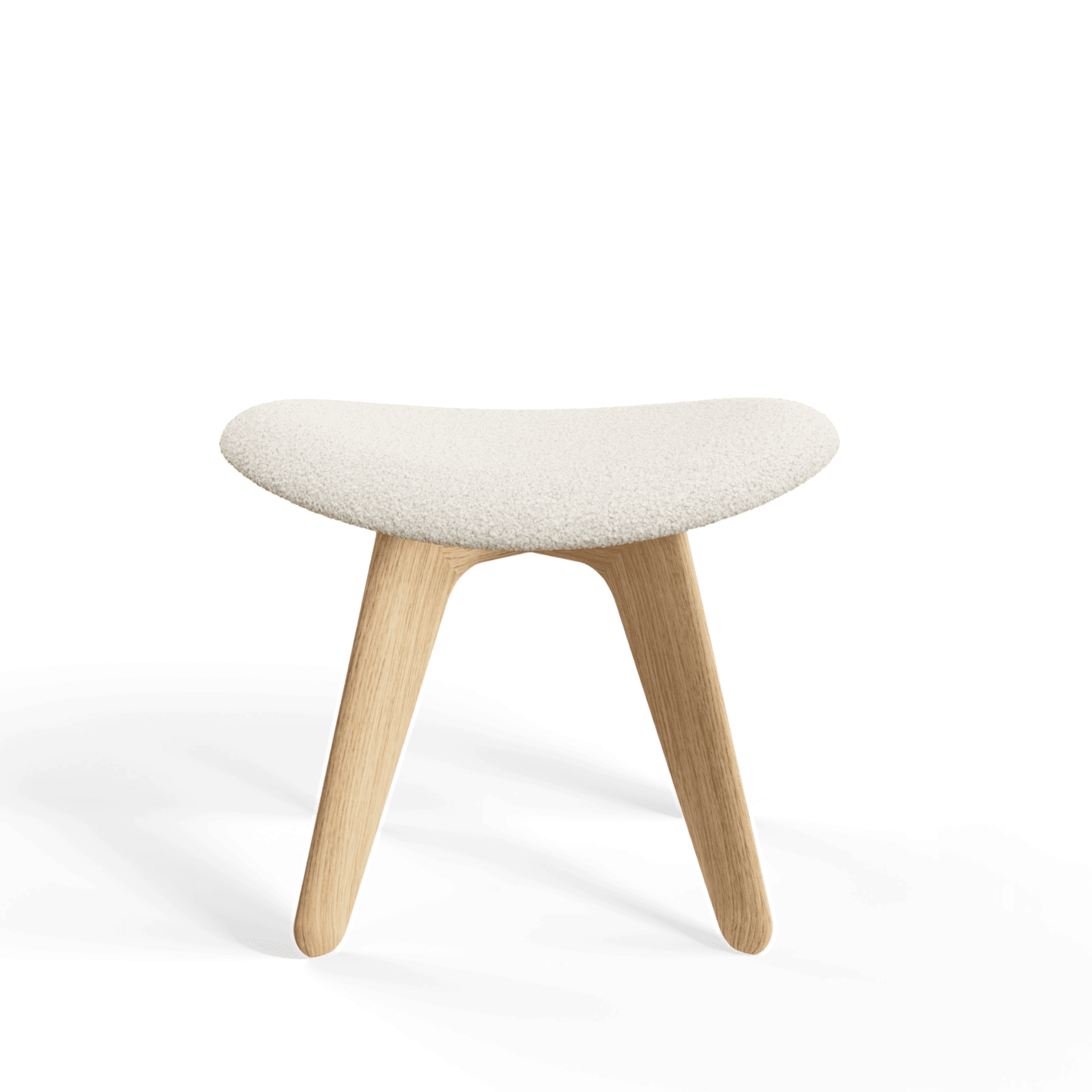 Hocker SLAB beige Boucle mit Eichenbasis