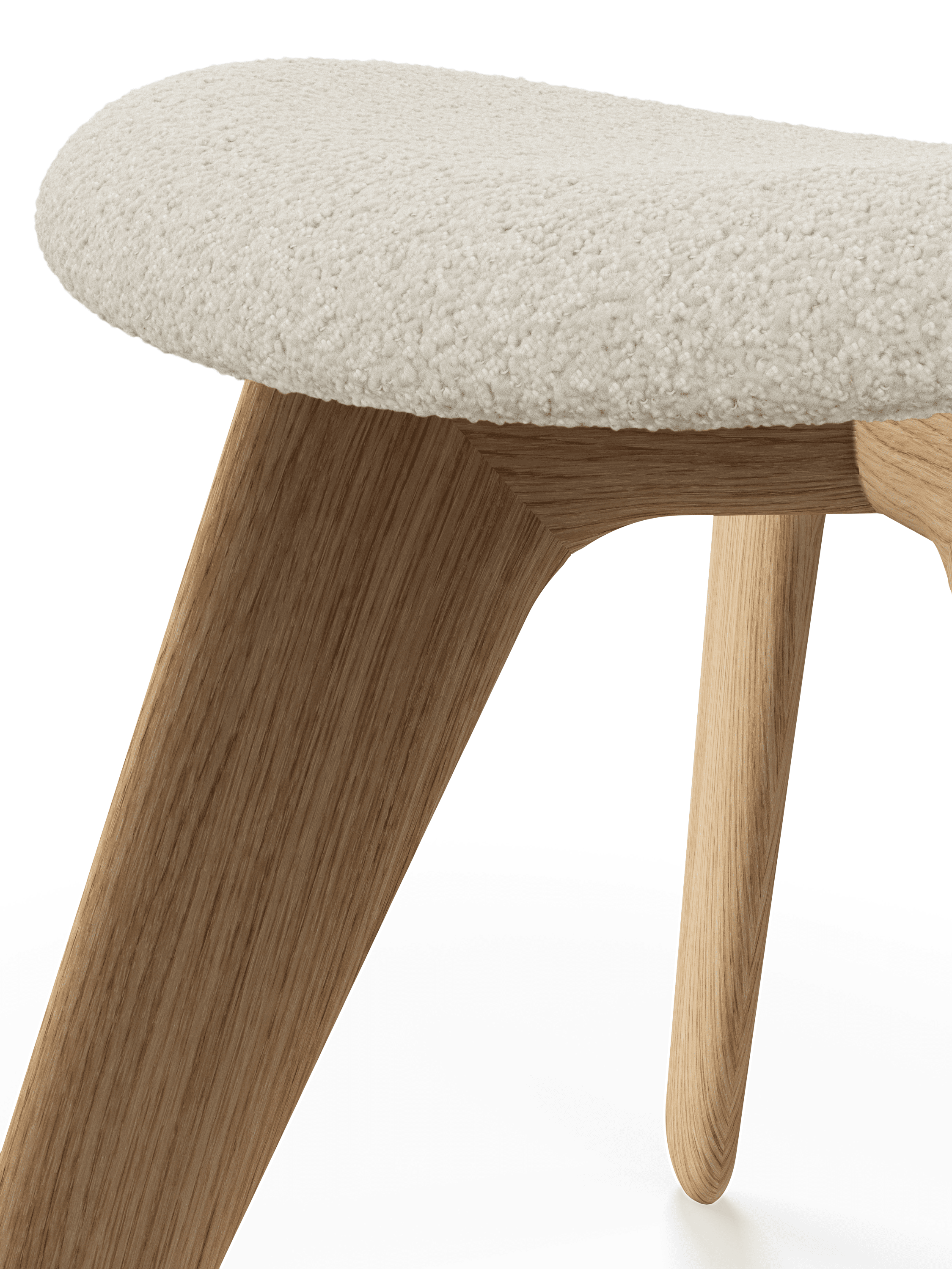 Hocker SLAB beige Boucle mit Eichenbasis