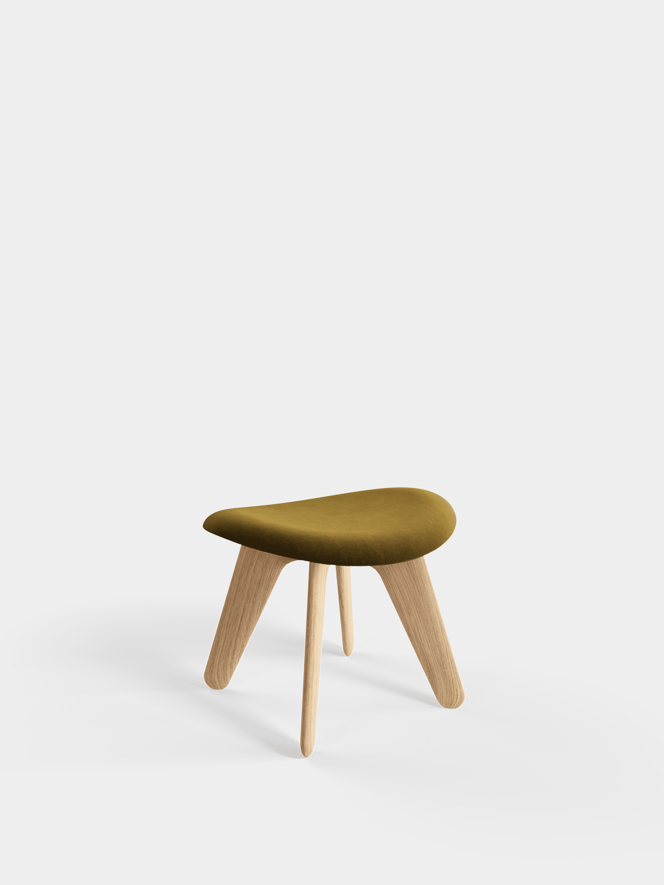 SLAB Ottoman in Khaki with Oak Base